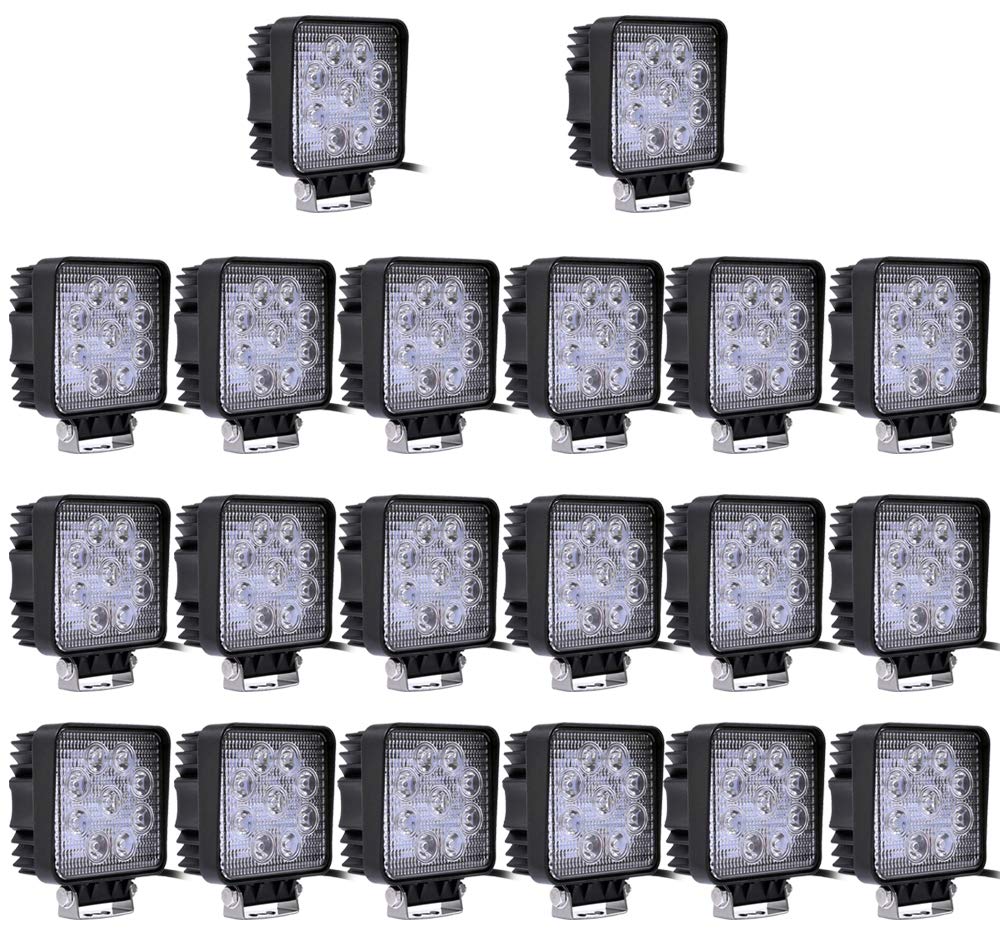 20x 27W Eckig Led Scheinwerfer Offroad Lampe Flood Arbeitsscheinwerfer LED Arbeitslicht 12V 24V Zusatzscheinwerfer Rückfahrscheinwerfer für Traktor Bagger SUV Wasserdicht IP67 von Greenmigo