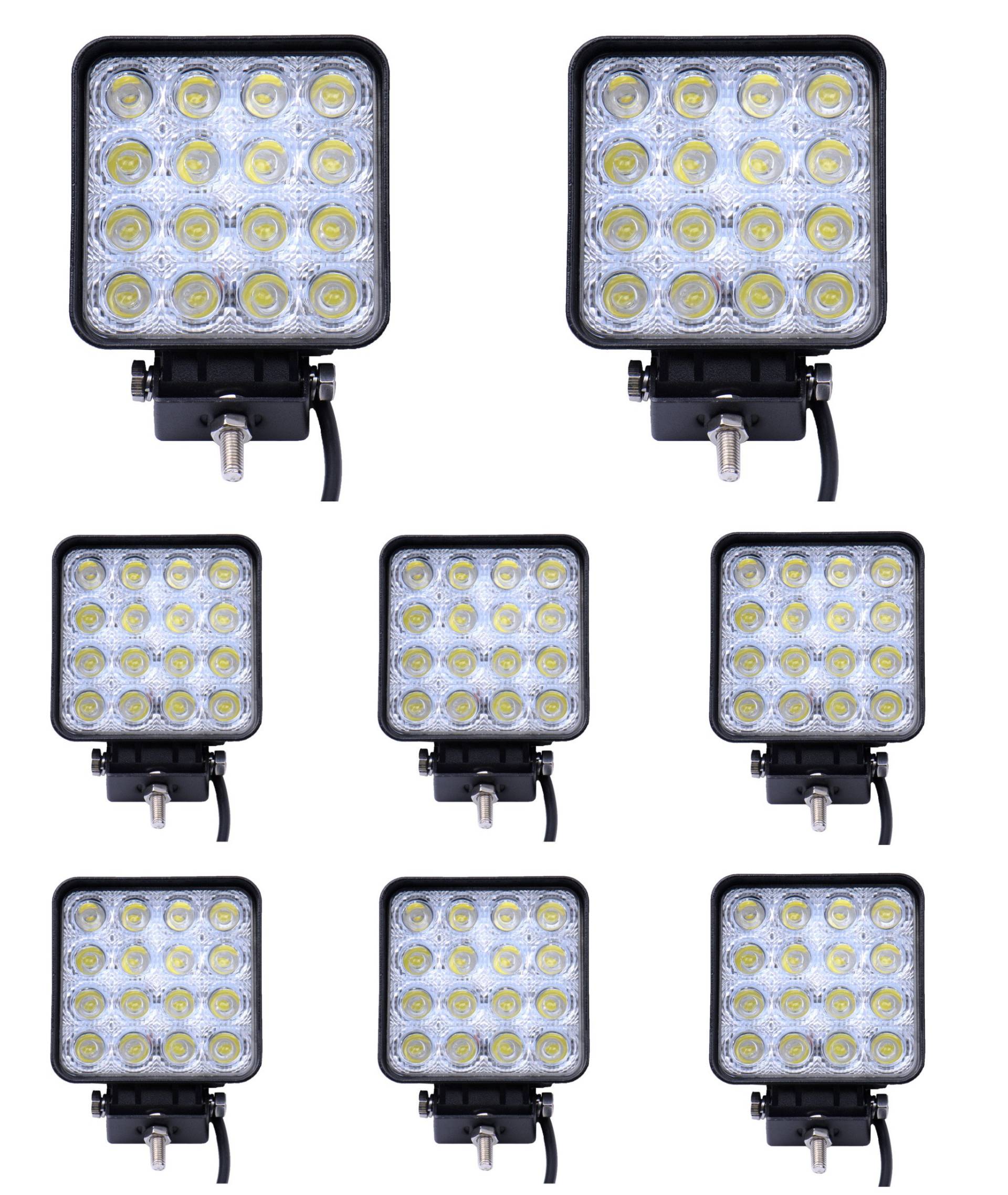 8x48W LED Lampe square Scheinwerfer kaltweiß Spot IP67 Arbeitsscheinwerfer (8) von Greenmigo