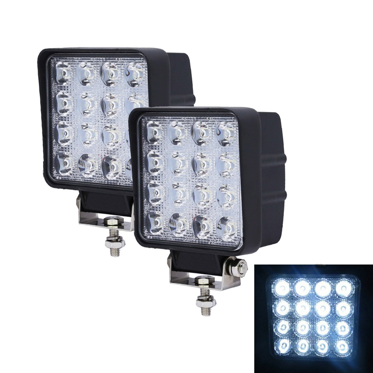 HJ 2x 48W LED Arbeitsscheinwerfer 4320LM Zusatzscheinwerfer LED Scheinwerfer IP67 Offroad Wasserdicht Flutlichtstrahler 12V 24V [Energieklasse A++] von Greenmigo