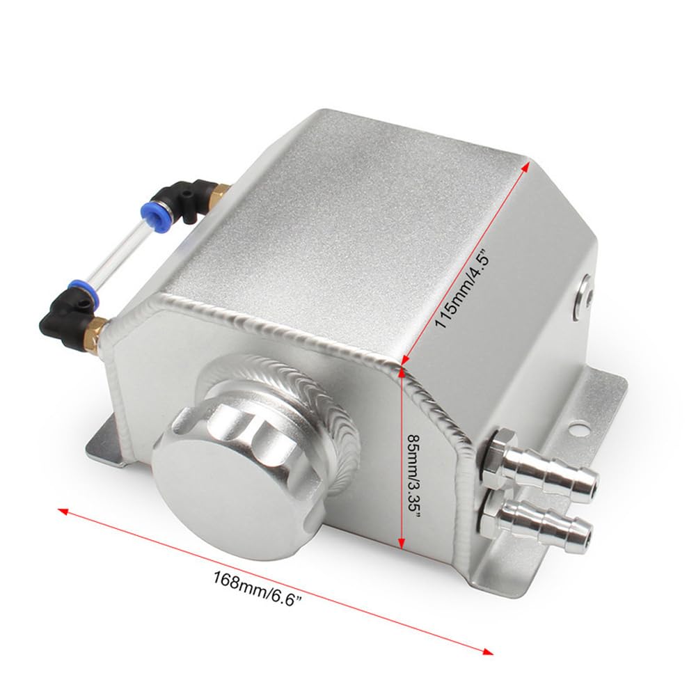 1L Aluminiumauto -Kühlmittelüberlauftanks, Ölfangspanzer, Universelle Ölhüftetanks mit Abflusssteck (1L) von Greensen