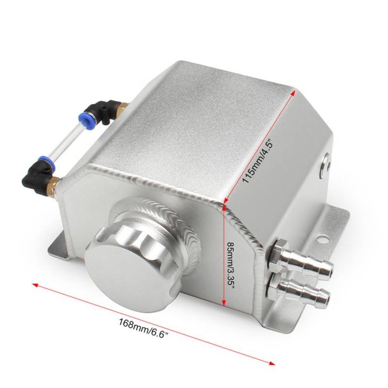 1L Aluminiumauto -Kühlmittelüberlauftanks, Ölfangspanzer, Universelle Ölhüftetanks mit Abflusssteck (1L) von Greensen