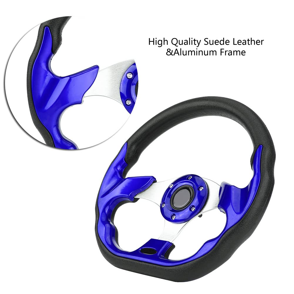 Universal Racing-Lenkrad, Anti-Skid-Design, Farbenvielfalt, Verbesserte Kontrolle, Modedesign, Premium-Materialien, Leder-Leder- und Aluminiumrahmen, Fällt auf Dem (BLUE) von Greensen