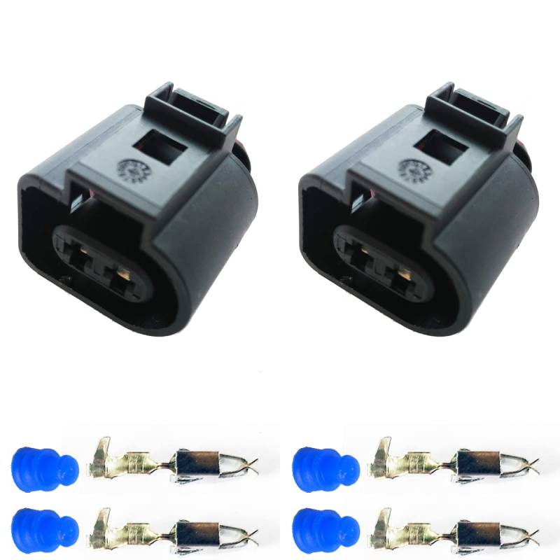 KFZ Ersatz Stecker – 1J0973722 (2 x FEMALE) 2-pin 1J0 973 722 Sonnenblende Positionsleuchten Kompressor Klimaanlage Waschwasserpumpe Druckwandler Ladedruckregler Druckregler Magnetventil Turbolader von PGONA