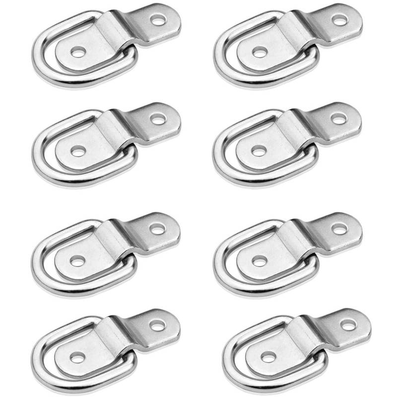 Greluma 8 STK Robuste Zurranker, silberfarbener D-Ring-Anker-Zurrring für Lasten auf Anhängern, LKWs, Wohnmobilen, RV, Vans, ATVs, SUVs, Booten usw von Greluma