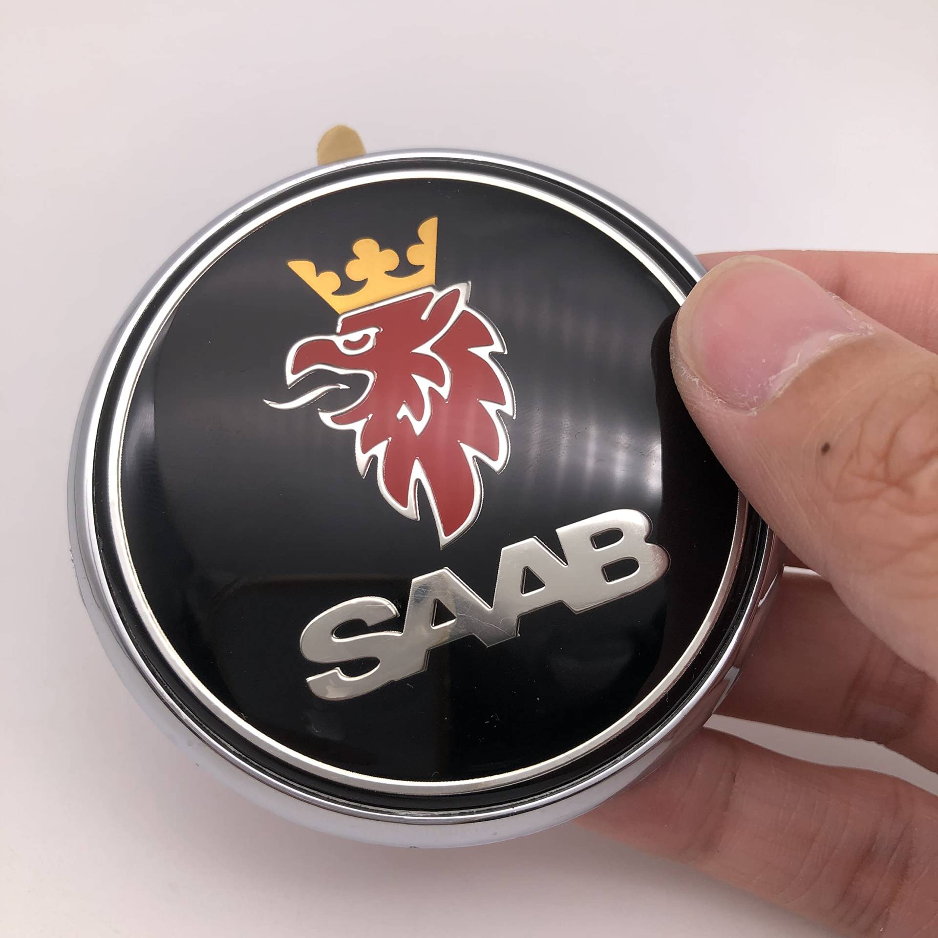1 x 68 mm schwarzes Emblem für Saab 9–3 9–5 93 95 2003–2010 Auto-Fronthaube, Motorhaube, Mittelabzeichen, Aufkleber, 12785870 12844161 von Grenric