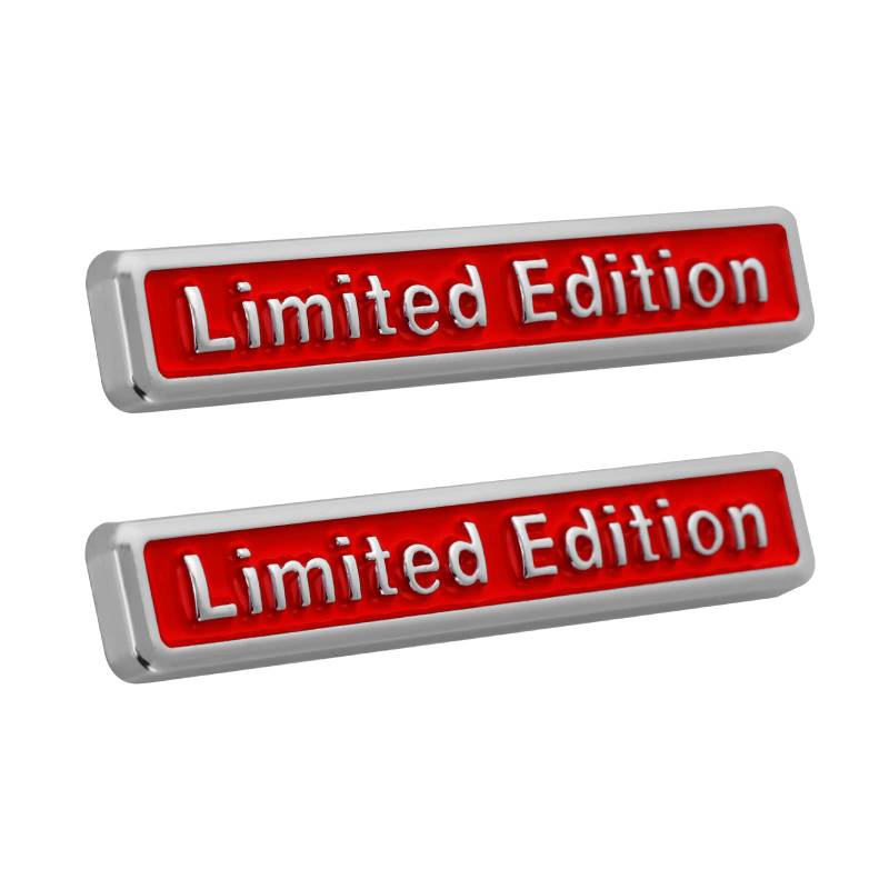 Grevosea 2 Stück 3D Rot Metall Auto Aufkleber Metall Auto Limited Edition Logo Aufkleber Universal Auto Aufkleber Emblem Auto für Auto Moto Motorrad Fenster Tür PC Tablet Laptop Zubehör(6.4cm) von Grevosea