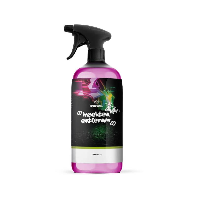 GrizzlyClean Insektenentferner Auto - Kraftvoller Insektenreiniger für Lack, Glas & Kunststoff - Insekten Entferner für Fliegen, Baumharz & Vogelkot - Fliegenentferner mit Sprühflasche (750ml) von GrizzlyClean