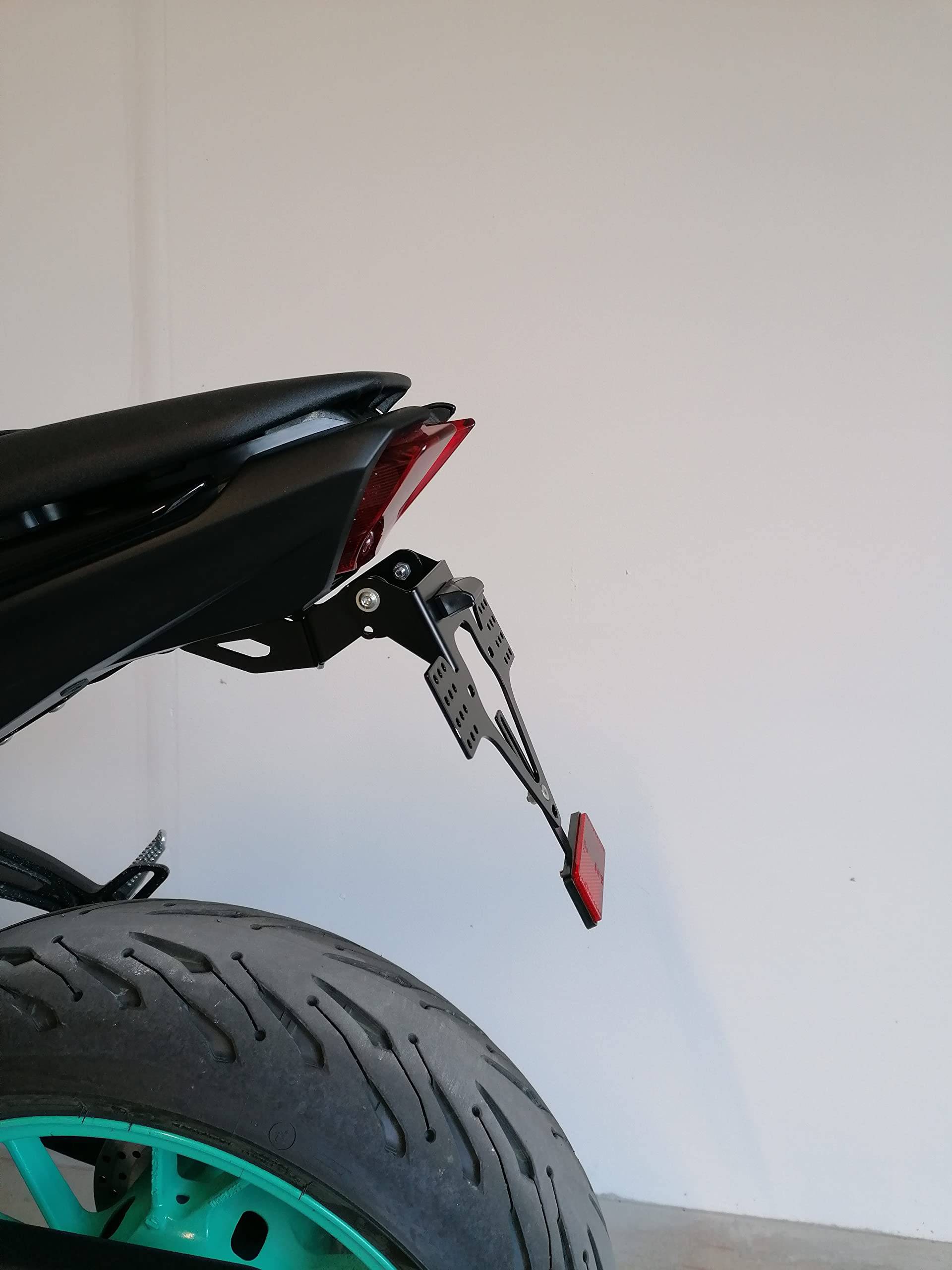 Kennzeichenhalter GroFaTec EVO Set für Yamaha mt07 Bj 2013-2022 Kennzeichenträger Nummernschild MT 07 Träger Halter kurzes Heck Heckumbau Porta Targa MT07 von GroFaTec