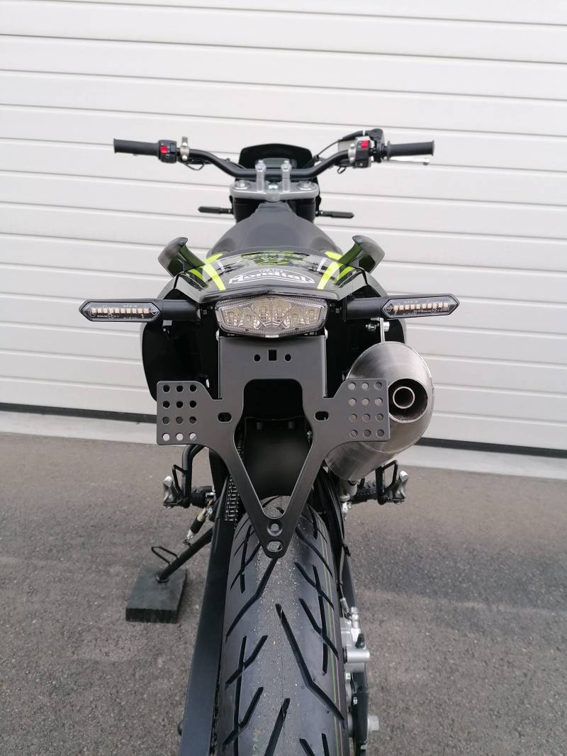 Kennzeichenhalter für FB Mondial SMX 125 Bj 2021-2023 GroFaTec EVO Kennzeichenträger Enduro smx125 Supermoto Nummernschild Träger Halter kurzes Heck Heckumbau Kennzeichenhalter KL Motors KXE 125 von GroFaTec