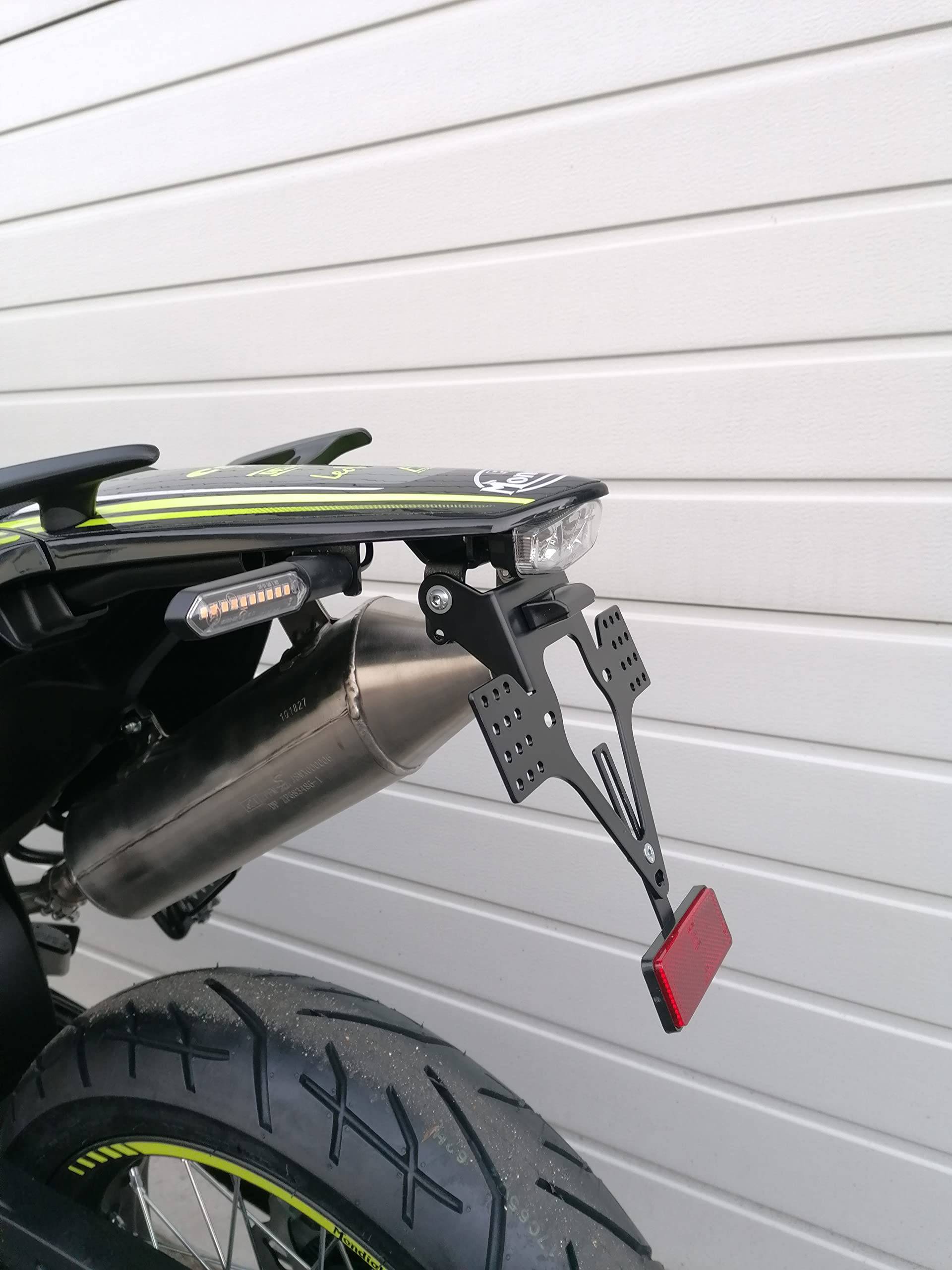 Kennzeichenhalter für FB Mondial SMX 125 Bj 2021-2023 GroFaTec EVO-Set Kennzeichenträger Enduro smx125 Supermoto Nummernschild Träger Halter kurzes Heck Heckumbau Kennzeichenhalter KL Motors KXE 125 von GroFaTec