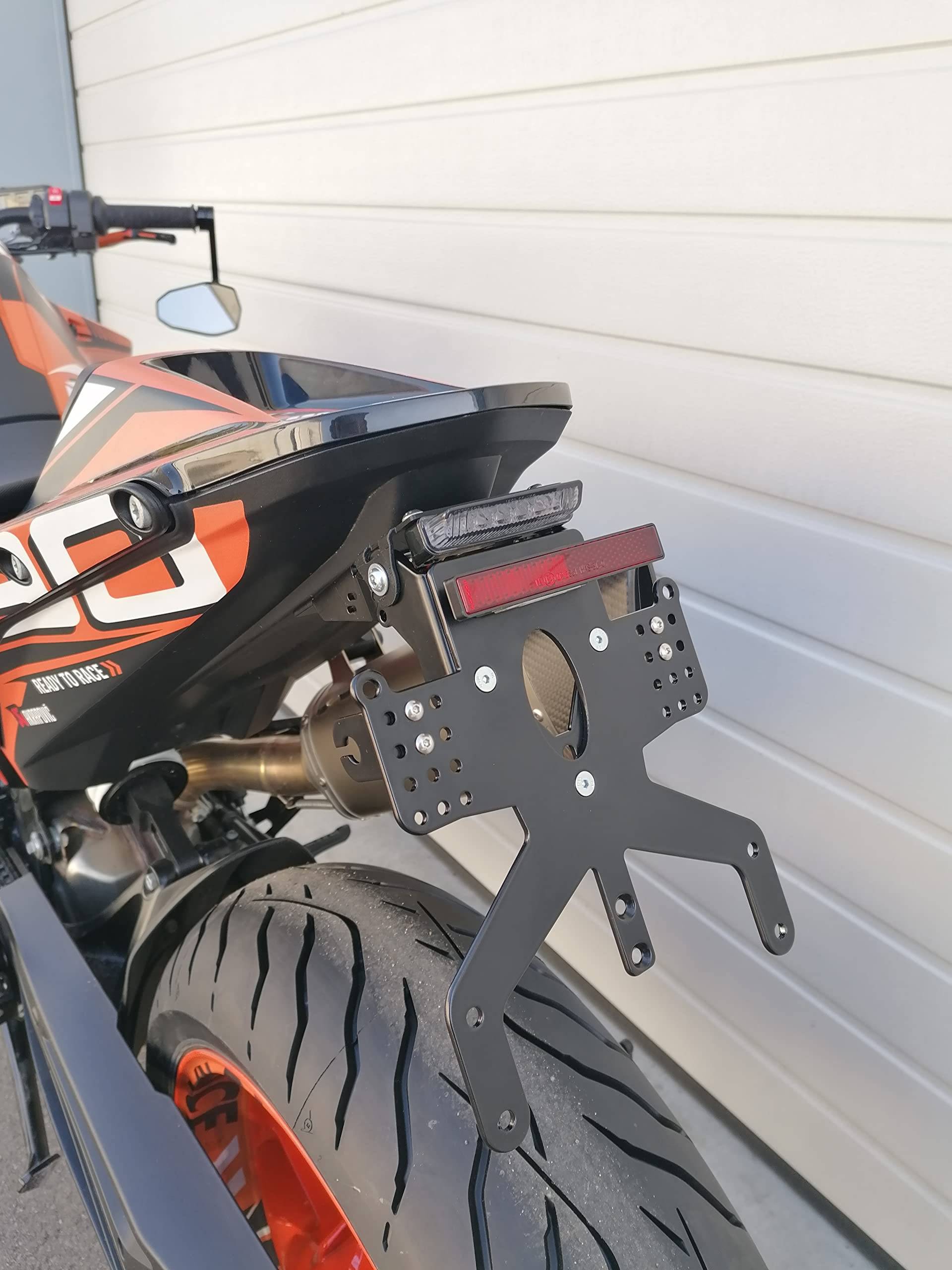 kurzer Kennzeichenhalter REVO Slim Plug&Play für KTM 790 Duke / 890 Duke/R Bj 2018-2023 GroFaTec Nummernschild Träger Halter kurzes Heck Heckumbau 790duke 890duke von GroFaTec