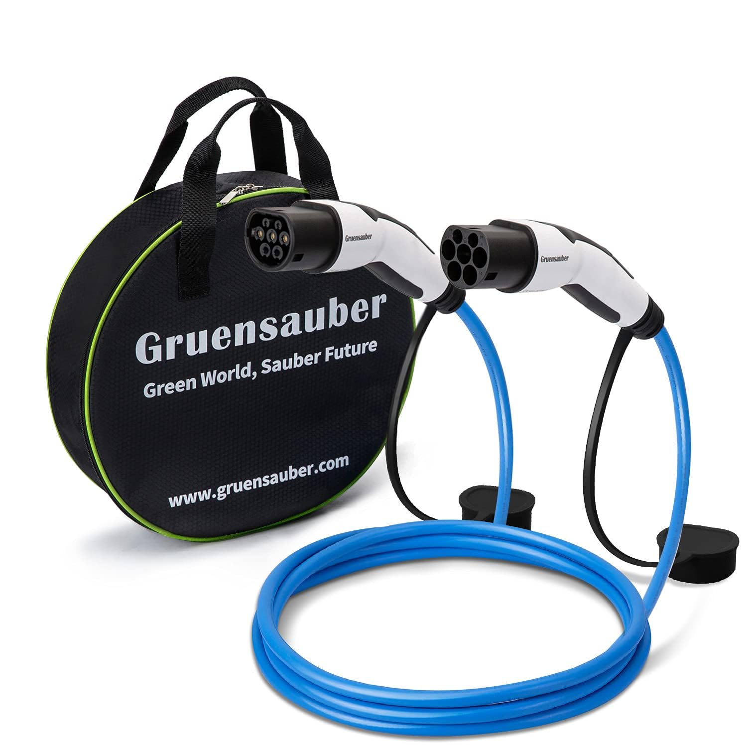 Gruensauber Typ 2 Ladekabel für EV/Elektroautos/PHEV, 7.2kW, 32A, 5 Meter, Einphasig Mode 3 Typ 2 auf Typ 2 Ladekabel mit Tragetasche,Geeignet für Model Y/3/S/,i3,Zoe,ID.3,ID.4,E-Tron,e-208 Gruensauber Typ 2 Ladekabel für EV/Elektroautos/PHEV, 7.2kW, 32A, 5 Meter, Einphasig Mode 3 Typ 2 auf Typ 2 Ladekabel mit Tragetasche,Geeignet für Model Y/3/S/,i3,Zoe,ID.3,ID.4,E-Tron,e-208 von Gruensauber