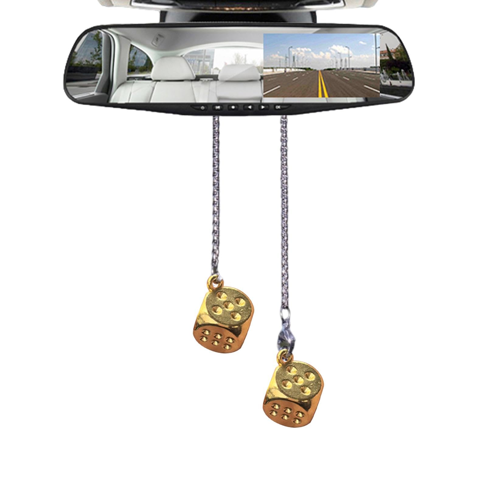 Gruwkue Rückspiegel-Ornamente,Rückspiegel-Aufhängeornament | Aufhängbare Schlüsselanhänger aus Legierung in Würfelform | Niedliche hängende Ornamente, dekoratives, stilvolles Retro-Fahrzeugzubehör für von Gruwkue