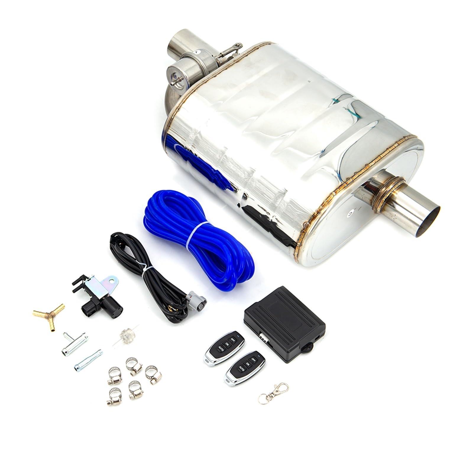 Auto Endrohre Für 2" 2,5" 3'' Zoll Auspuffschalldämpfer Mit Ablassventil, Elektrischer Auspuffausschnitt Aus Edelstahl, Fernbedienungsset Oder OBD-Steuerung Auto Doppelendrohr(51MM Left andcontrol) von Gtdtixc