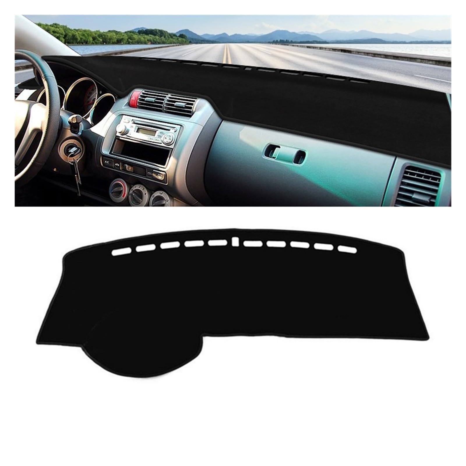 Auto Interieur Zubehör Für Fit Für Jazz GD 2001 2002 2003 2004 2005 2006 2007 Auto-Armaturenbrett-Abdeckung Vermeiden Sie Lichtmatte Instrumententeppich Interieurleisten Zubehör(A LHD Black Side) von Gtdtixc