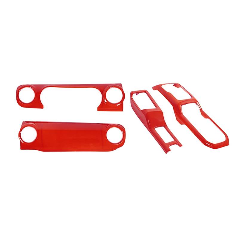 Auto Interieur Zubehör Für Jeep Für Wrangler JL JT 2018 + Center Control Dashboard Panel 4WD Getriebe Shift Tasse Halter Dekoration Abdeckung Interieurleisten Zubehör(Red) von Gtdtixc