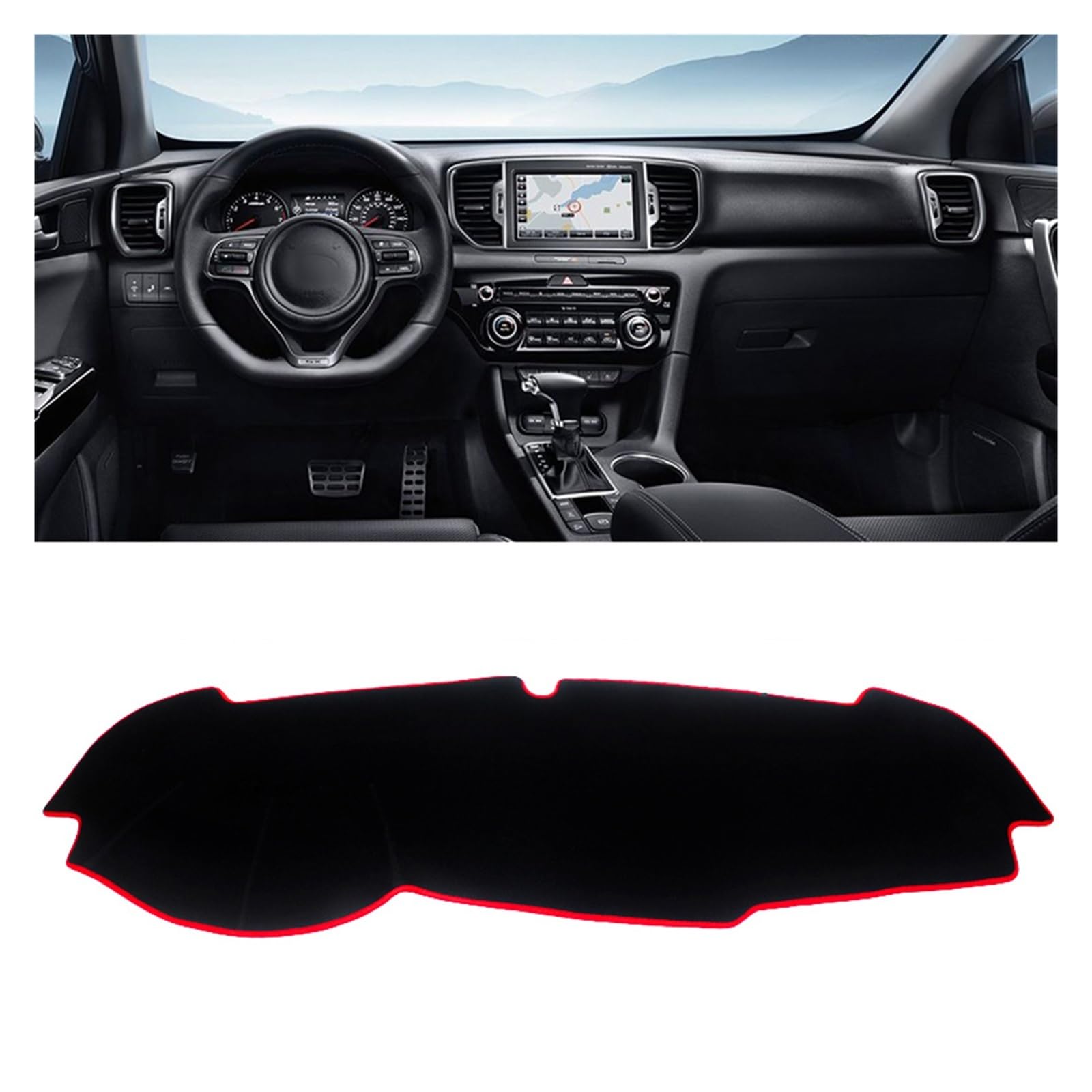 Auto Interieur Zubehör Für KIA Für Sportage 4 2016 2017 2018 2019 2020 2021 Auto-Armaturenbrett-Abdeckung Sonnenschutz-Pad Vermeiden Sie Lichtmatte Teppich Interieurleisten Zubehör(LHD Red Side) von Gtdtixc