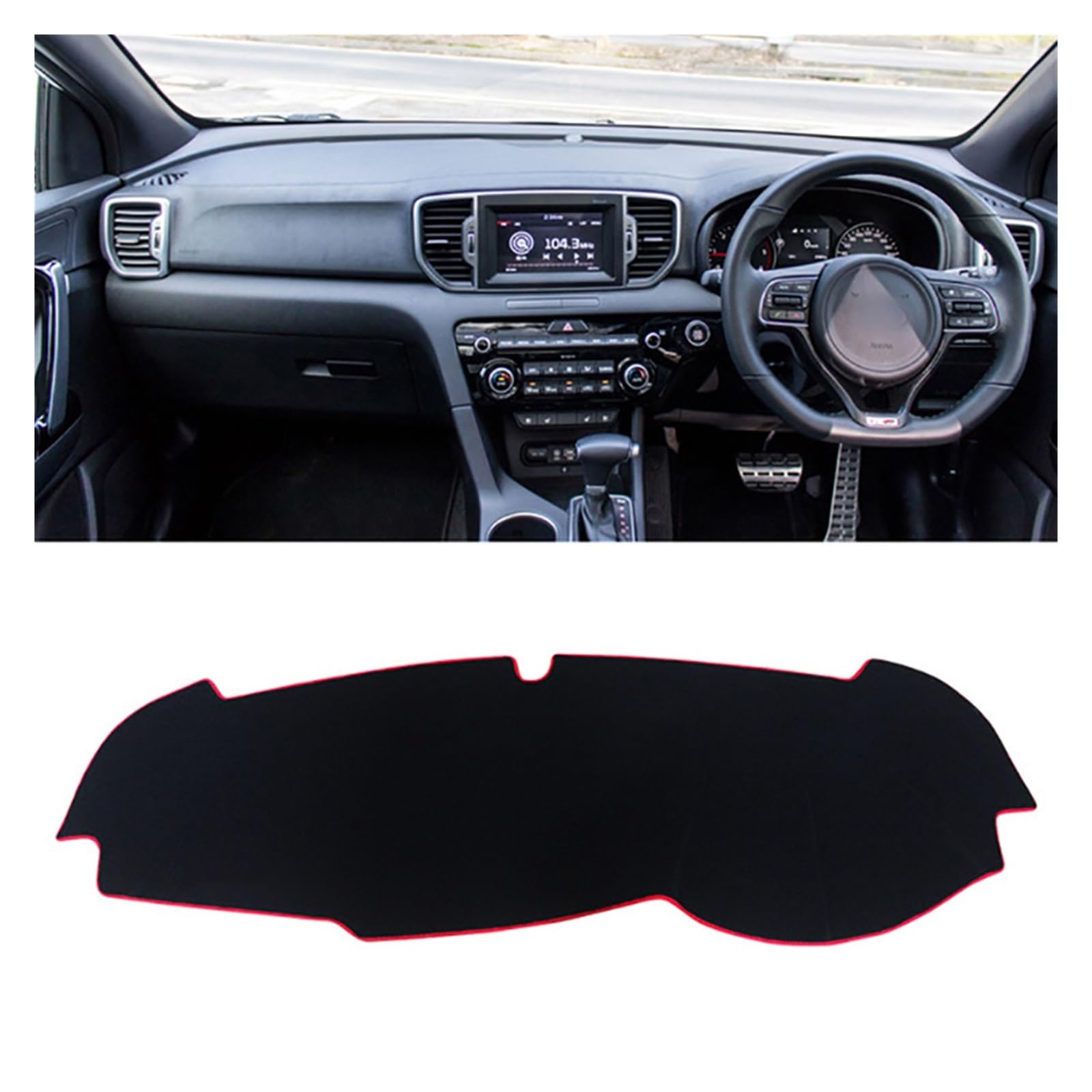 Auto Interieur Zubehör Für KIA Für Sportage 4 2016 2017 2018 2019 2020 2021 Auto-Armaturenbrett-Abdeckung Sonnenschutz-Pad Vermeiden Sie Lichtmatte Teppich Interieurleisten Zubehör(RHD Red Side) von Gtdtixc