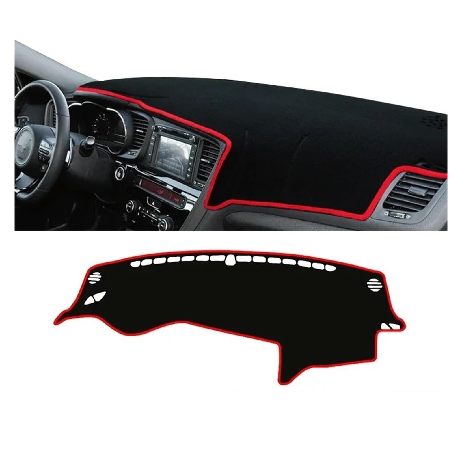 Auto Interieur Zubehör Für Kia Für Optima K5 2011-2015 Auto-Armaturenbrett-Abdeckung Armaturenbrett-Matte Sonnenschutz Vermeiden Sie Leichtes Rutsch-Pad Interieurleisten Zubehör(A LHD Red side) von Gtdtixc