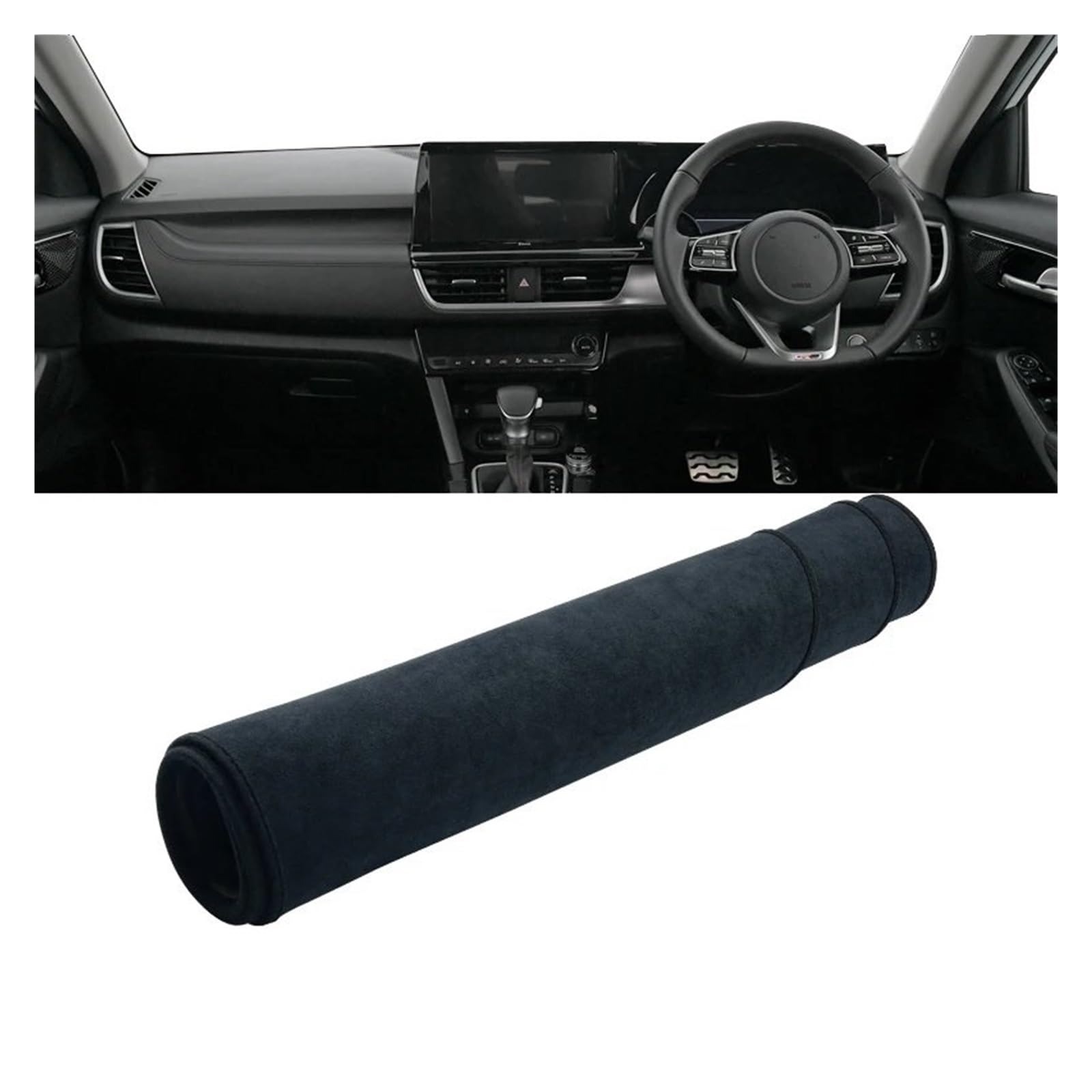 Auto Interieur Zubehör Für Kia Für Seltos SP2 KX3 2020-2024 Auto-Armaturenbrett-Abdeckung Armaturenbrett-Matte Sonnenschutz Vermeiden Sie Leichtes Rutsch-Pad Interieurleisten Zubehör(RHD Black) von Gtdtixc