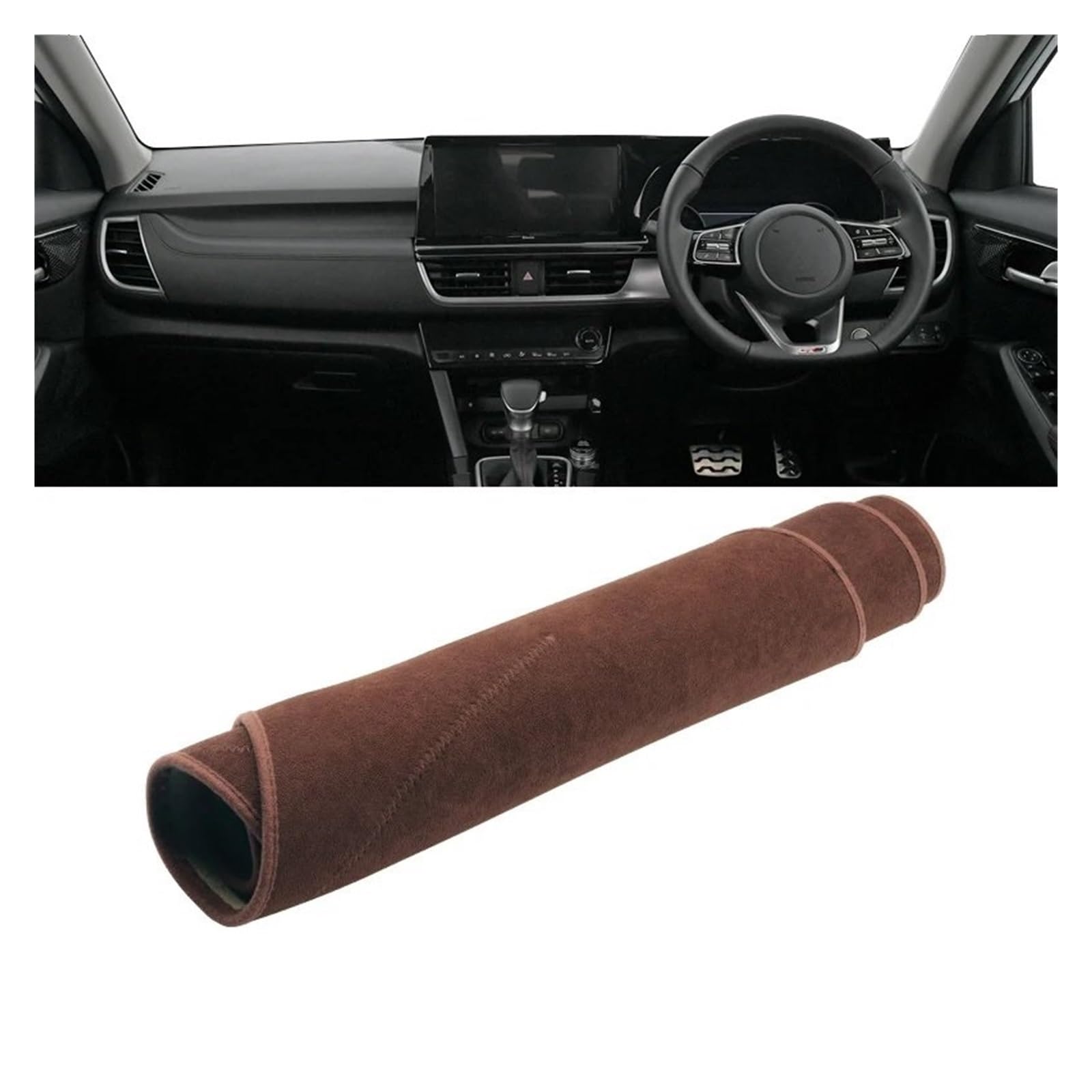 Auto Interieur Zubehör Für Kia Für Seltos SP2 KX3 2020-2024 Auto-Armaturenbrett-Abdeckung Armaturenbrett-Matte Sonnenschutz Vermeiden Sie Leichtes Rutsch-Pad Interieurleisten Zubehör(RHD Brown) von Gtdtixc