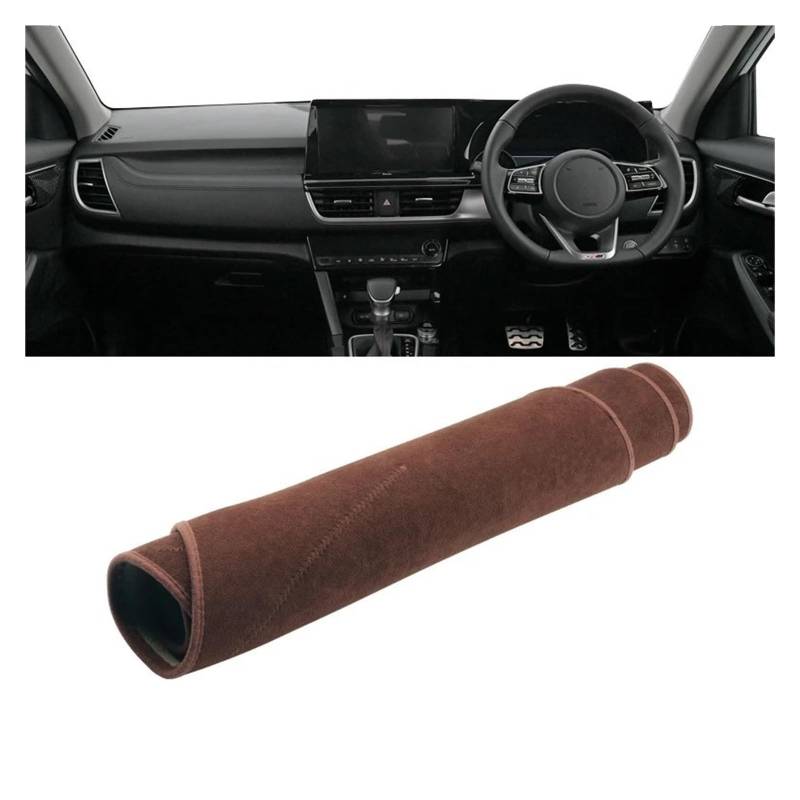 Auto Interieur Zubehör Für Kia Für Seltos SP2 KX3 2020-2024 Auto-Armaturenbrett-Abdeckung Armaturenbrett-Matte Sonnenschutz Vermeiden Sie Leichtes Rutsch-Pad Interieurleisten Zubehör(RHD Brown) von Gtdtixc