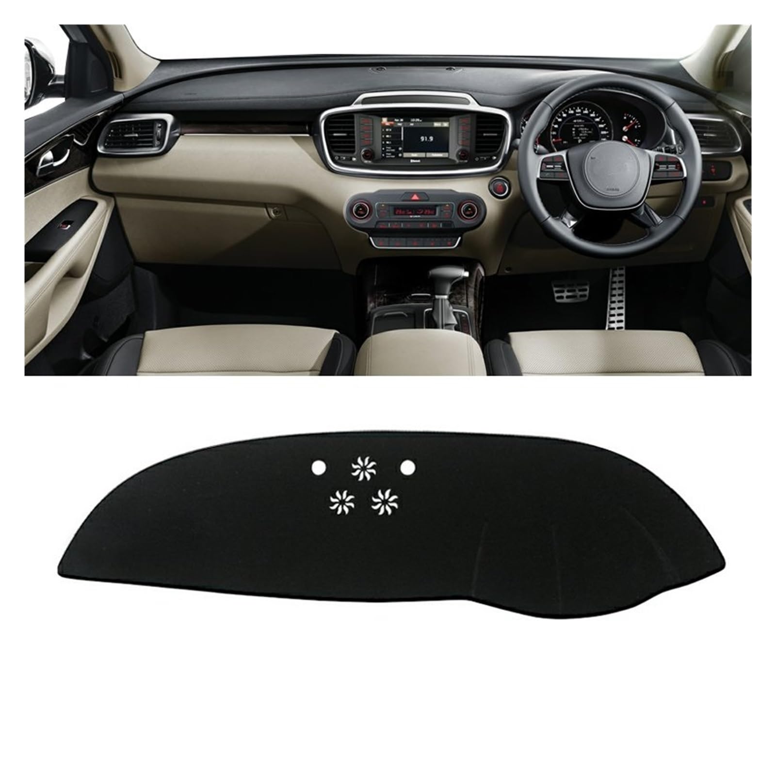 Auto Interieur Zubehör Für Kia Für Sorento 3 UM 2015 2016 2017 2018 2019 2020 Auto-Armaturenbrett-Abdeckung Vermeiden Sie Lichtmatte Anti-UV-Rutsch-Pad Interieurleisten Zubehör(A Black side RHD) von Gtdtixc