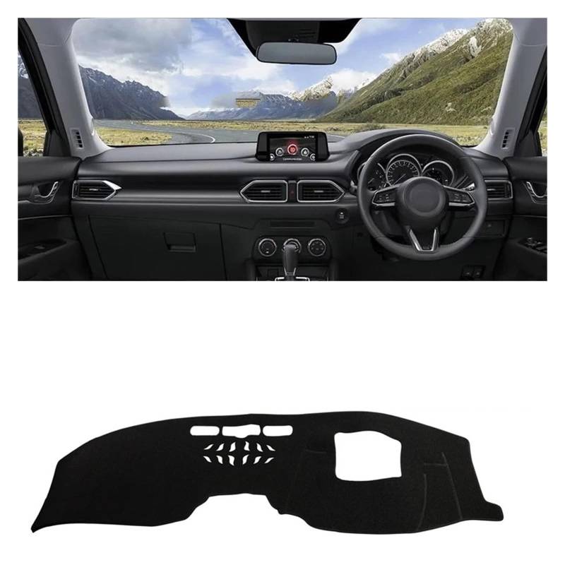 Auto Interieur Zubehör Für Mazda Für CX-5 KF 2017 2018 2019 2020 2021 2022 2023 Auto Armaturenbrett Abdeckung Dash Matte Sonnenschutz Rutschfeste Unterlage Interieurleisten Zubehör(RHD With HUD Black) von Gtdtixc