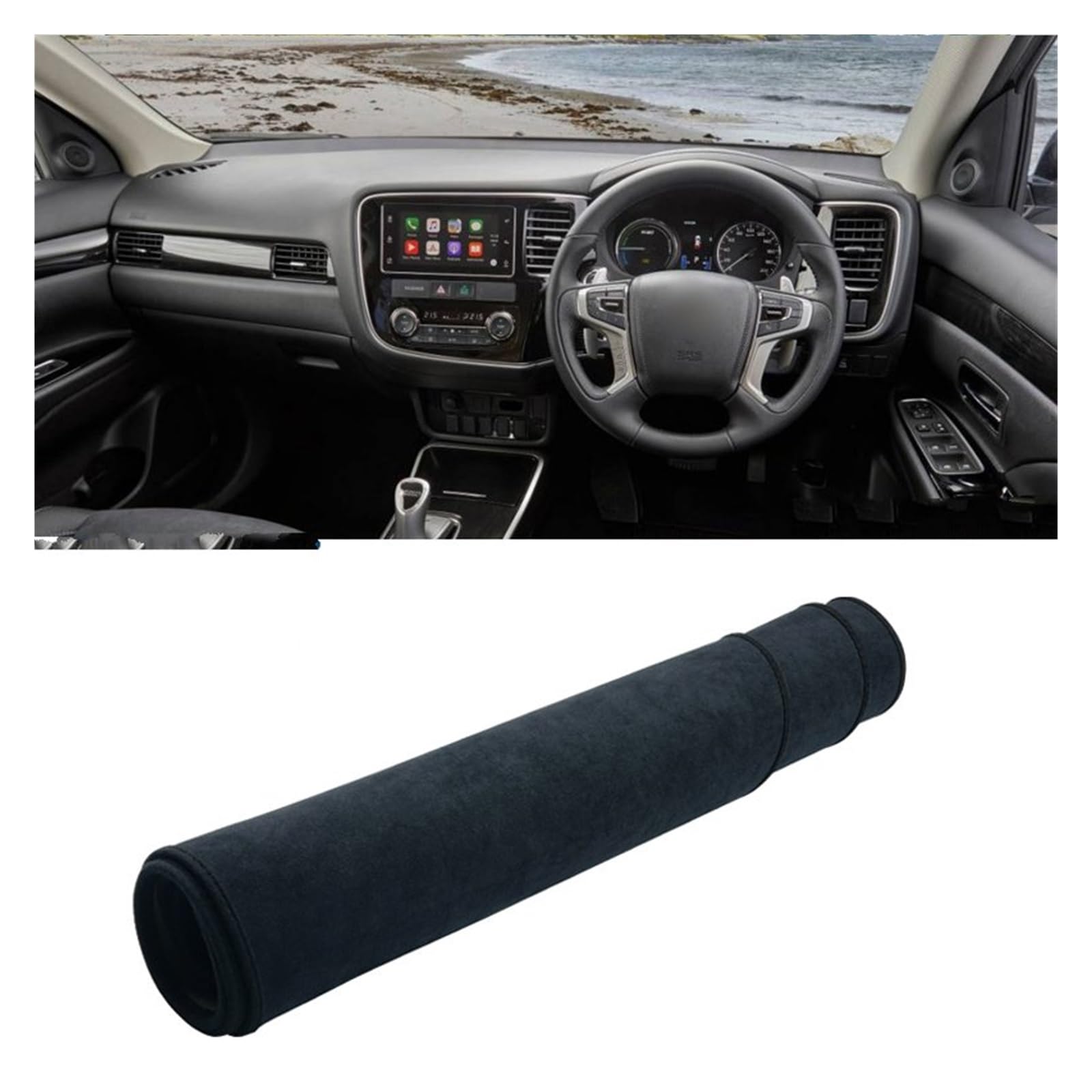 Auto Interieur Zubehör Für Mitsubishi Für Outlander 3 2013 2014 2015 2016 2017 2018 2019 2020 2021 Auto Armaturenbrett Abdeckung Dash Matte Sonnenschutz Pad Interieurleisten Zubehör(B Black RHD) von Gtdtixc