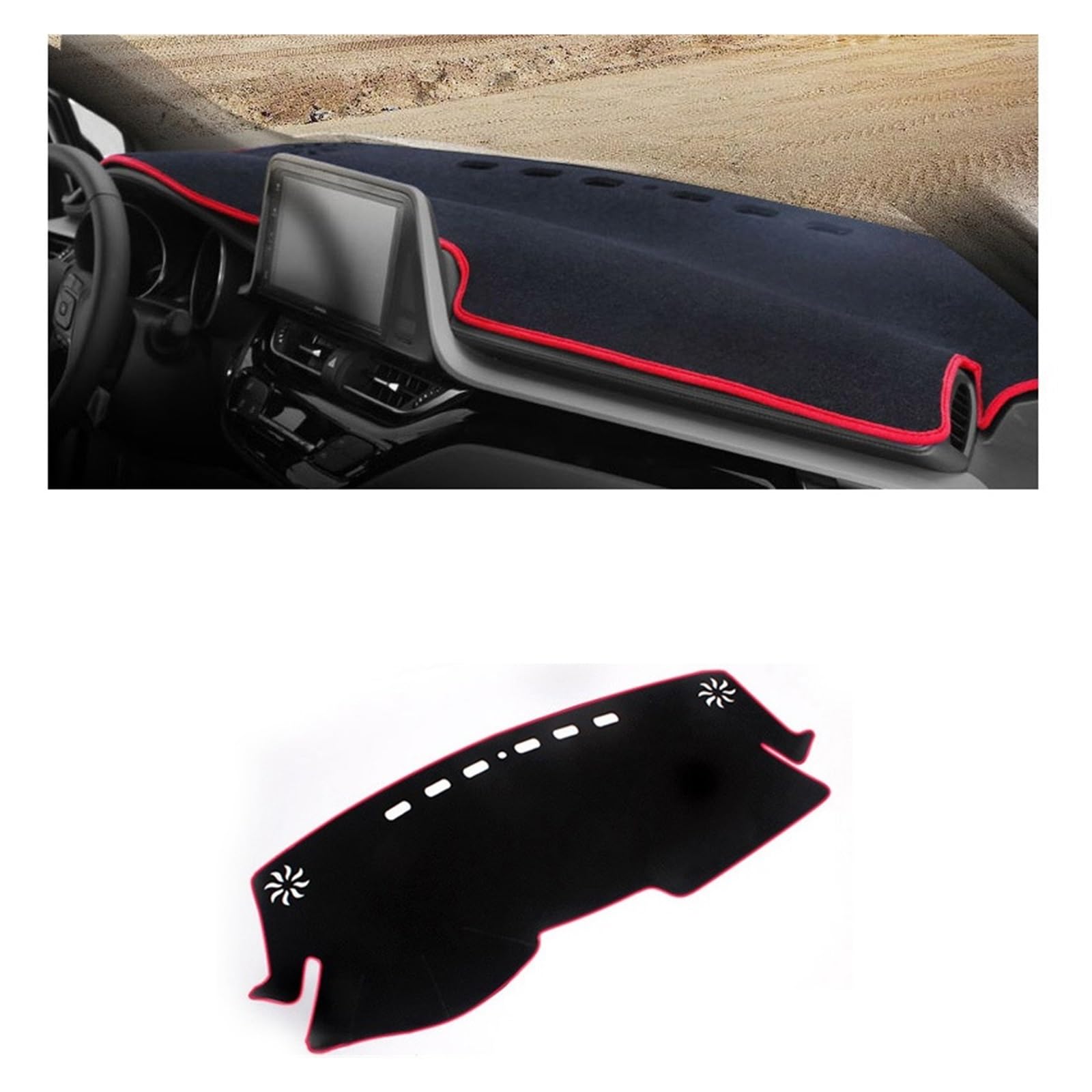 Auto Interieur Zubehör Für Toyota Für CHR Für CH-R 2016 2017 2018 2019 2020 2021-2023 Auto Armaturenbrett Abdeckung Matte Armaturenbrett Sonnenschutz Pad Interieurleisten Zubehör(LHD Red Side) von Gtdtixc