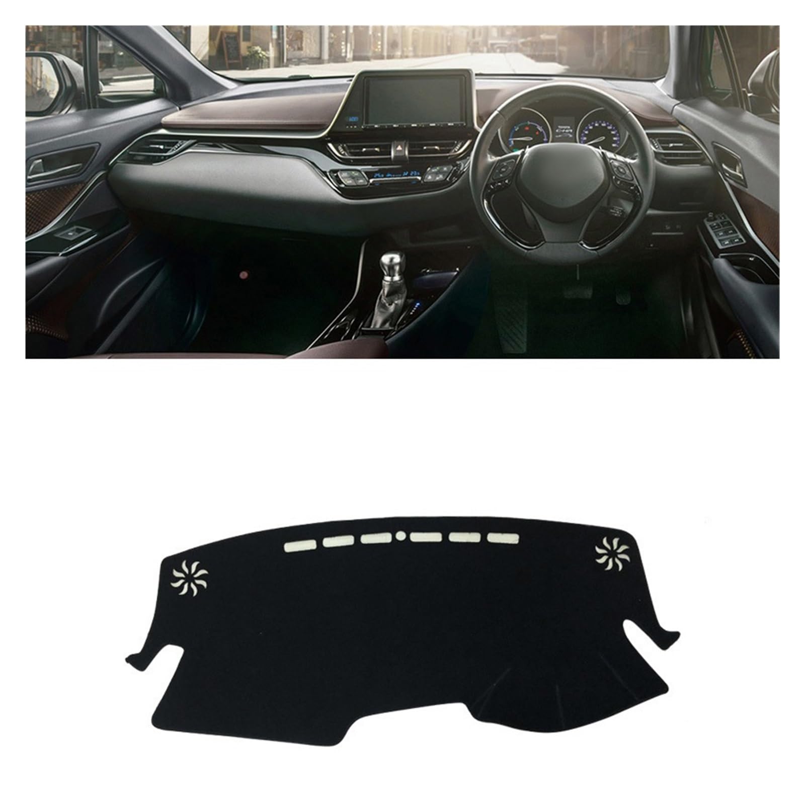 Auto Interieur Zubehör Für Toyota Für CHR Für CH-R 2016 2017 2018 2019 2020 2021-2023 Auto Armaturenbrett Abdeckung Matte Armaturenbrett Sonnenschutz Pad Interieurleisten Zubehör(RHD Black Side) von Gtdtixc