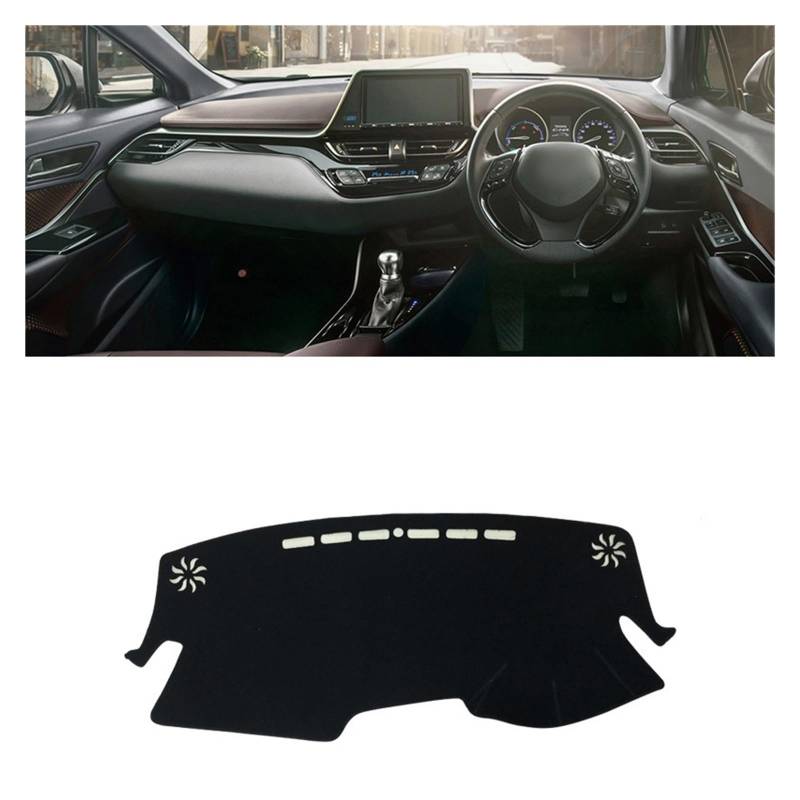 Auto Interieur Zubehör Für Toyota Für CHR Für CH-R 2016 2017 2018 2019 2020 2021-2023 Auto Armaturenbrett Abdeckung Matte Armaturenbrett Sonnenschutz Pad Interieurleisten Zubehör(RHD Black Side) von Gtdtixc