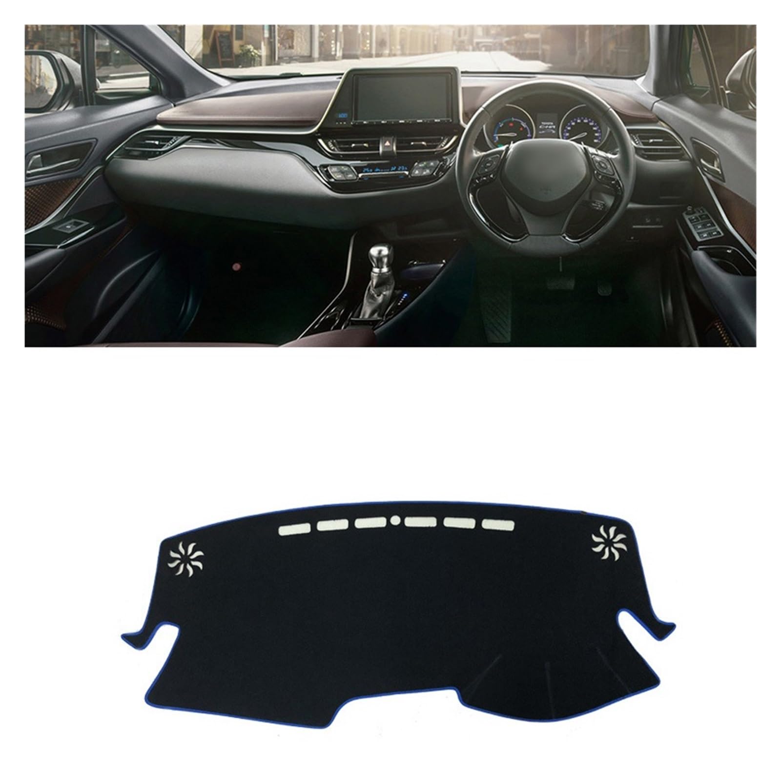 Auto Interieur Zubehör Für Toyota Für CHR Für CH-R 2016 2017 2018 2019 2020 2021-2023 Auto Armaturenbrett Abdeckung Matte Armaturenbrett Sonnenschutz Pad Interieurleisten Zubehör(RHD Blue Side) von Gtdtixc