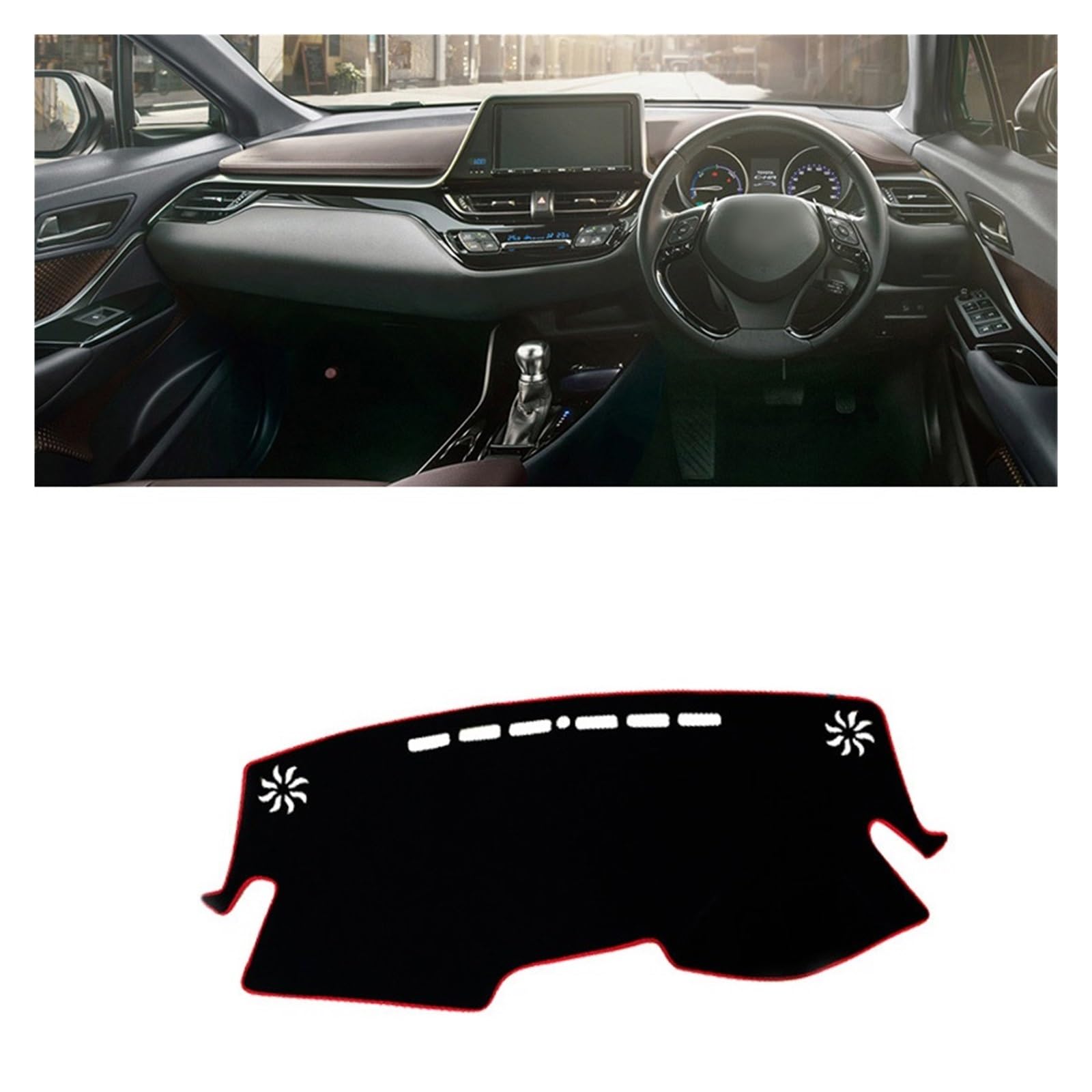 Auto Interieur Zubehör Für Toyota Für CHR Für CH-R 2016 2017 2018 2019 2020 2021-2023 Auto Armaturenbrett Abdeckung Matte Armaturenbrett Sonnenschutz Pad Interieurleisten Zubehör(RHD Red Side) von Gtdtixc