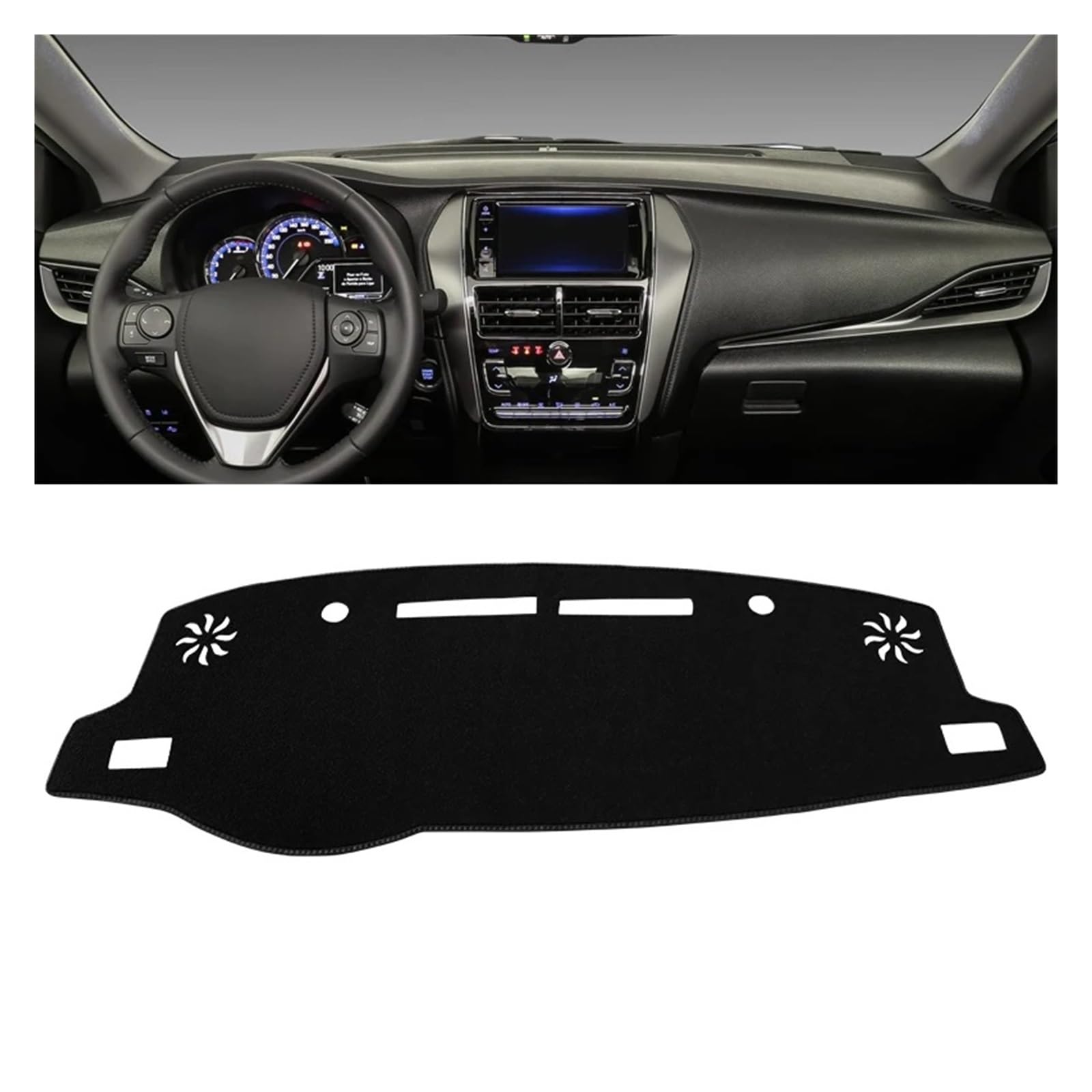 Auto Interieur Zubehör Für Toyota Für Yaris Für Ativ 2019 2020 2021 2022 2023 Auto-Armaturenbrett-Abdeckung Dash Mat Sonnenschutz Rutschfeste Unterlage Interieurleisten Zubehör(A LHD Black Side) von Gtdtixc
