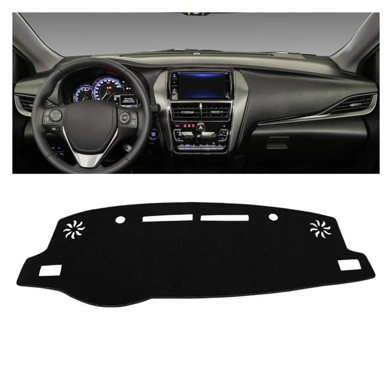 Auto Interieur Zubehör Für Toyota Für Yaris Für Ativ 2019 2020 2021 2022 2023 Auto-Armaturenbrett-Abdeckung Dash Mat Sonnenschutz Rutschfeste Unterlage Interieurleisten Zubehör(A LHD Black Side) von Gtdtixc