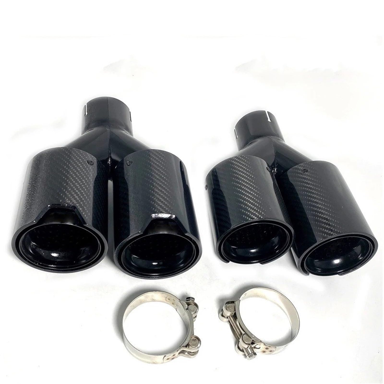 Gtdtixc Auto Endrohre 1 Paar Für M2 Für M3 Für M4 Für M5 Universal Dual Auspuff Spitze Glänzend Carbon Faser Schalldämpfer Rohr Auto Doppelendrohr(67MM IN 80MM Out) von Gtdtixc
