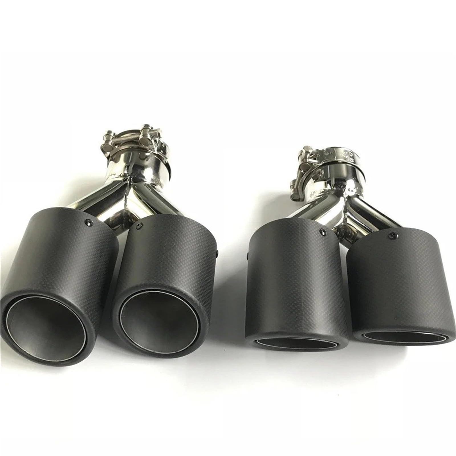 Gtdtixc Auto Endrohre 1 Paar Universal Dual Tail Pipes Auspuff TIPP Carbon Fiber Schalldämpfer Rohr Für Jedes Auto Auto Doppelendrohr(48MM IN 76MM Out) von Gtdtixc