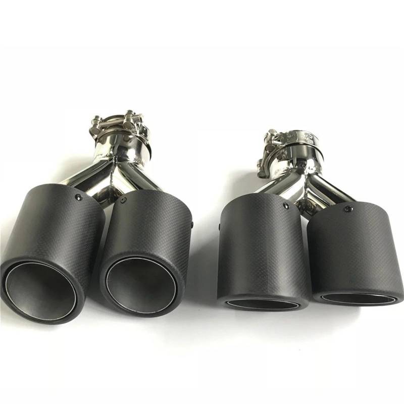 Gtdtixc Auto Endrohre 1 Paar Universal Dual Tail Pipes Auspuff TIPP Carbon Fiber Schalldämpfer Rohr Für Jedes Auto Auto Doppelendrohr(70MM IN 101MM Out) von Gtdtixc