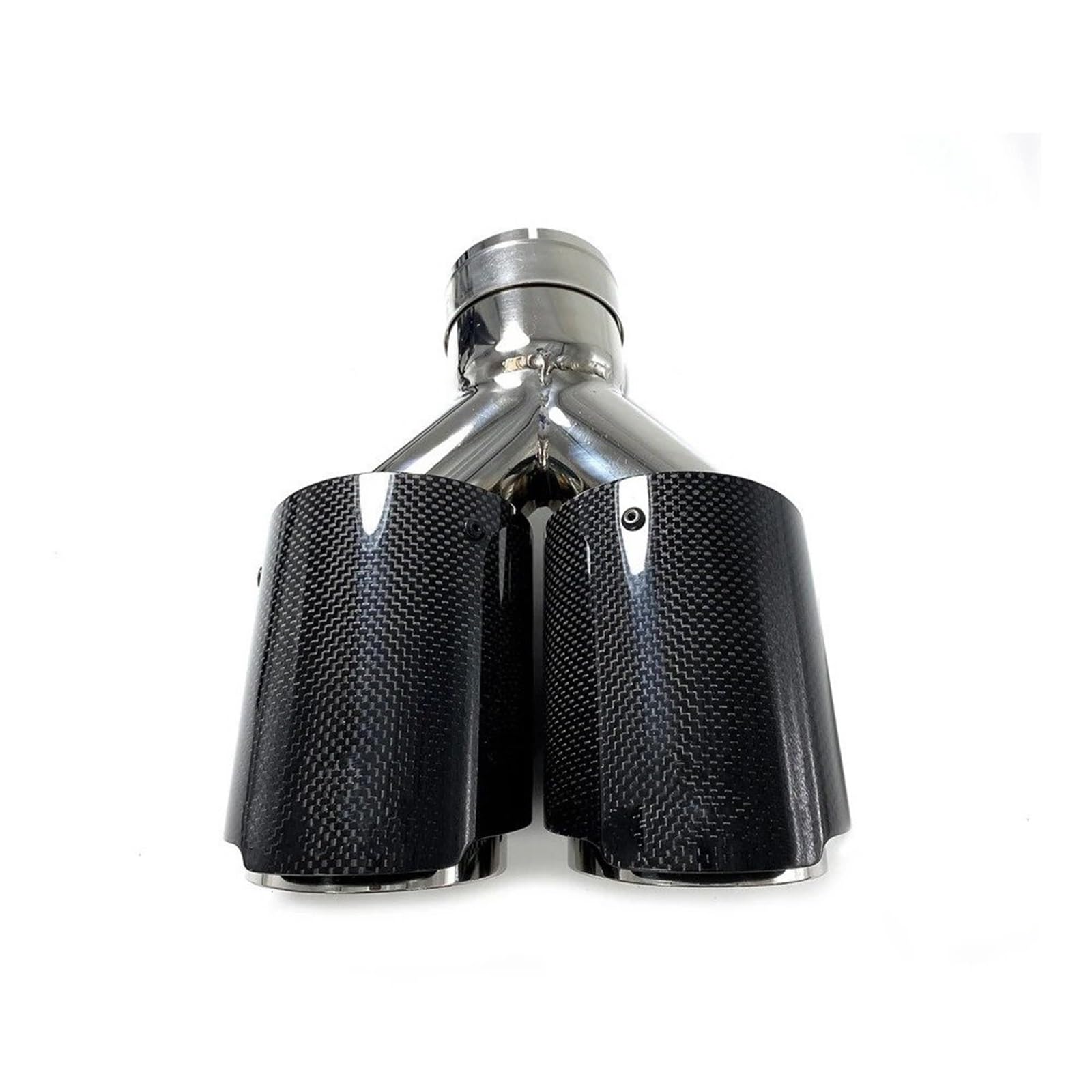 Gtdtixc Auto Endrohre 1Pcs Universal Dual Auspuff Spitze Glänzend Carbon Faser Auspuffrohr Schwanz Quad Auspuff Schalldämpfer Spitze Auto Doppelendrohr(ID 48mm-OD 89mm) von Gtdtixc