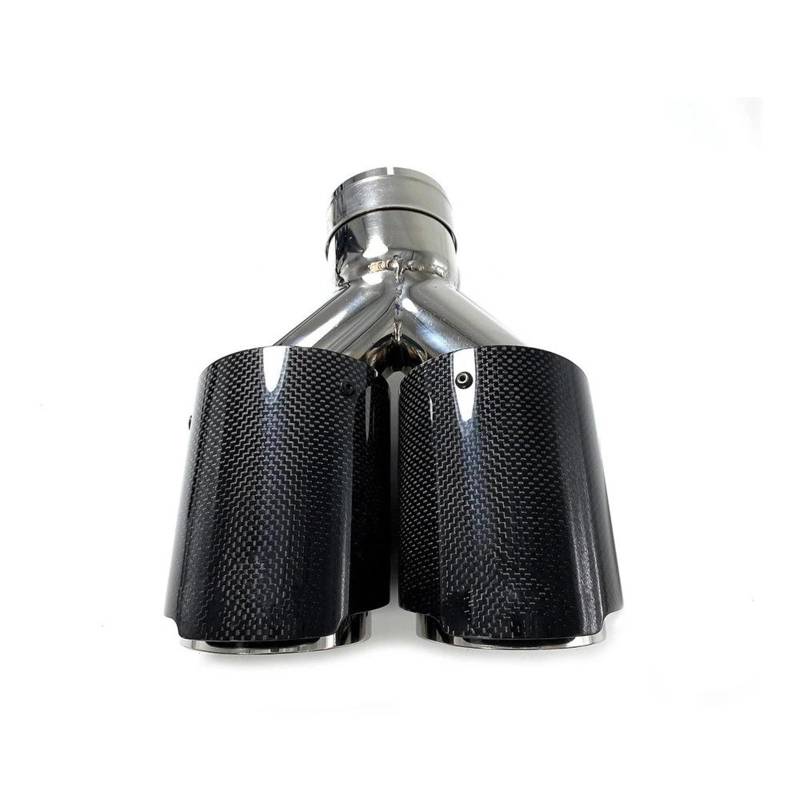 Gtdtixc Auto Endrohre 1Pcs Universal Dual Auspuff Spitze Glänzend Carbon Faser Auspuffrohr Schwanz Quad Auspuff Schalldämpfer Spitze Auto Doppelendrohr(ID 48mm-OD 89mm) von Gtdtixc