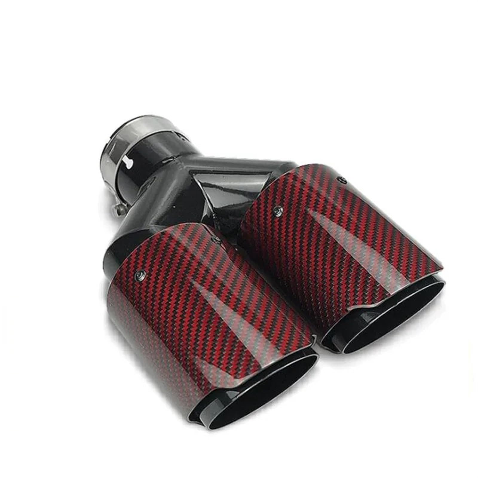 Gtdtixc Auto Endrohre Für VW Für Golf Dual Geschmiedet Rot Carbon Faser + Edelstahl Auto Auspuff TIPP Doppel Endrohr Auto Doppelendrohr(In 63mm Out 89mm) von Gtdtixc