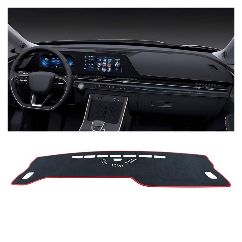 Gtdtixc Auto Interieur Zubehör Für Chery Für Omoda Für C5 2022 2023 2024 Auto-Armaturenbrett-Abdeckung Armaturenbrett-Matte Sonnenschutz rutschfeste Unterlage Interieurleisten Zubehör(LHD Black Red) von Gtdtixc