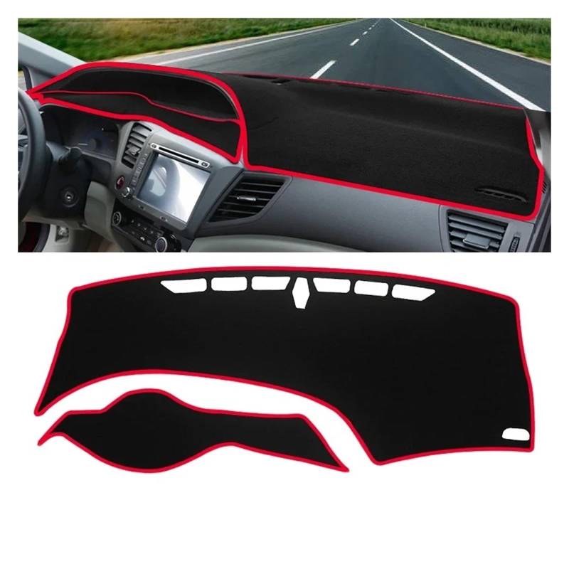 Gtdtixc Auto Interieur Zubehör Für Civic 9th 2012 2013 2014 2015 Auto Armaturenbrett Abdeckung Dash Matte Sonnenschutz Instrument Panel rutschfeste Pad Interieurleisten Zubehör(Red Side) von Gtdtixc