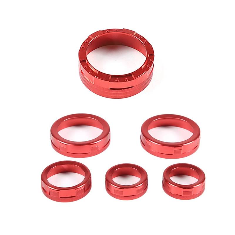 Gtdtixc Auto Interieur Zubehör Für Ford Für Maverick 2022 Auto Schaltknauf Ring Klimaanlage Lautstärkeregler Ring Auto Innen Zubehör Interieurleisten Zubehör(6Piece Red) von Gtdtixc