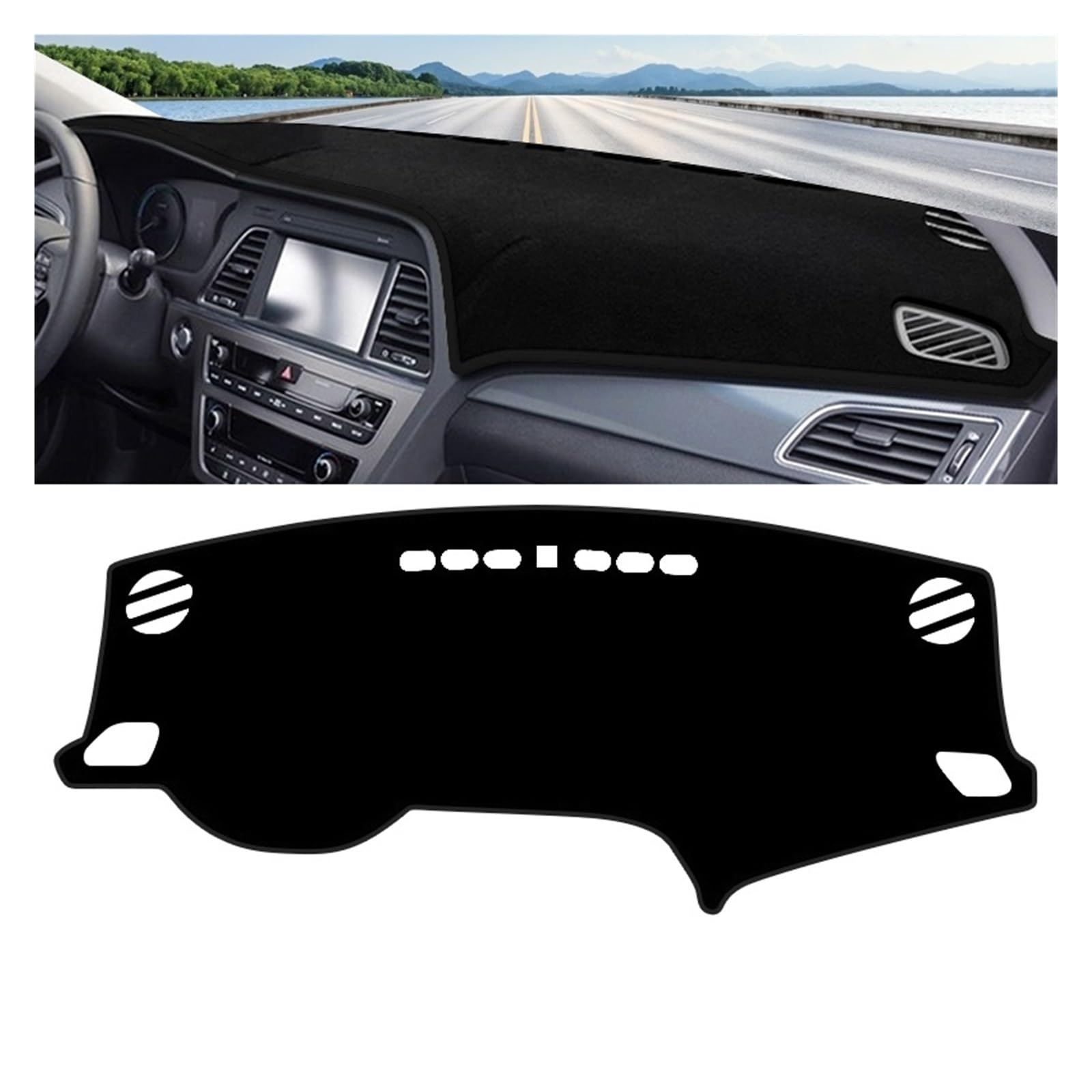 Gtdtixc Auto Interieur Zubehör Für Hyundai Für Sonata LF 2015 2016 2017 2018 Auto Dashboard Abdeckung Instrument Panel Teppiche Interieurleisten Zubehör(A LHD Black Side) von Gtdtixc
