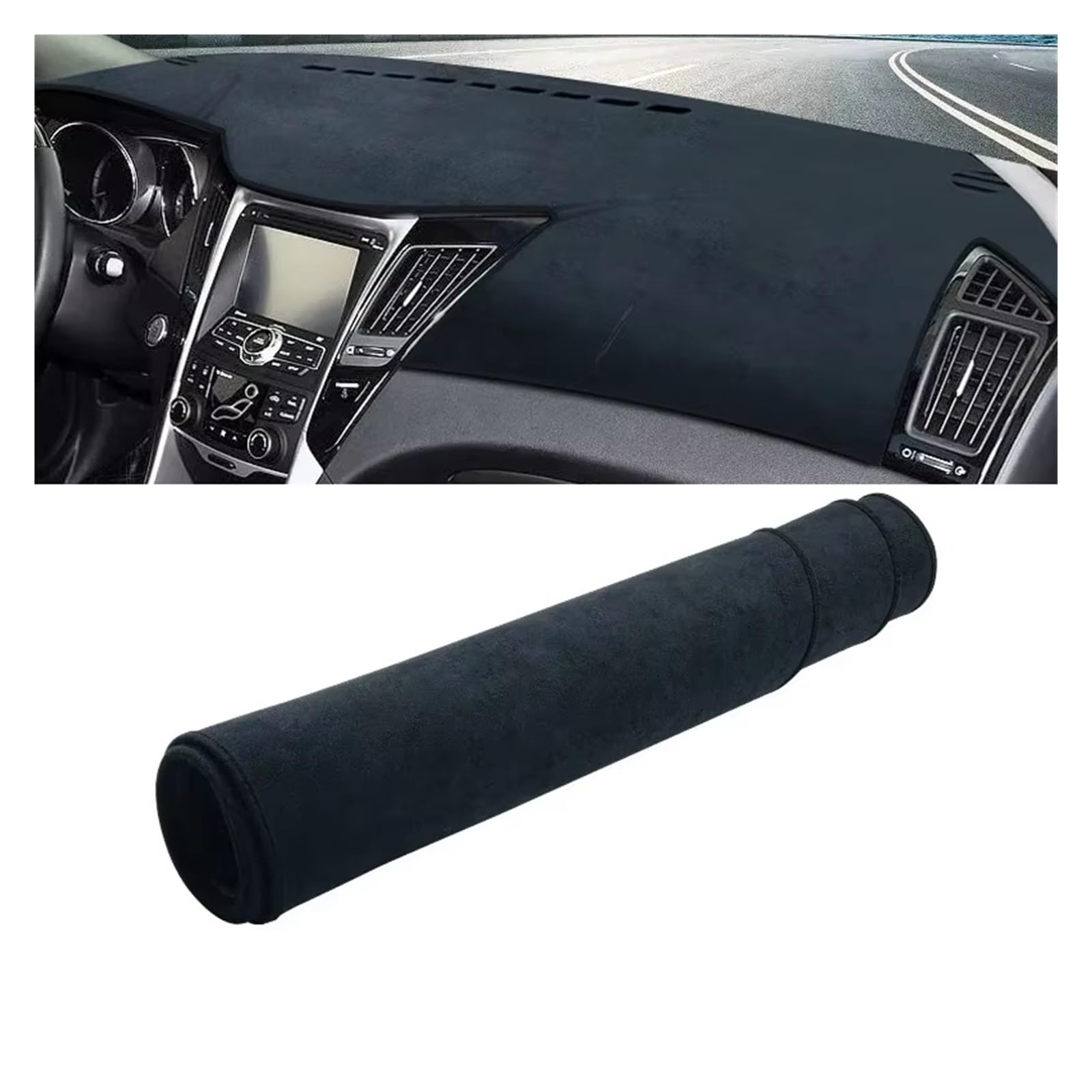 Gtdtixc Auto Interieur Zubehör Für Hyundai Für Sonata YF I45 2010-2014 Auto Armaturenbrett Abdeckung Armaturenbrett Matte Sonnenschutz rutschfeste Unterlage Interieurleisten Zubehör(LHD Black) von Gtdtixc
