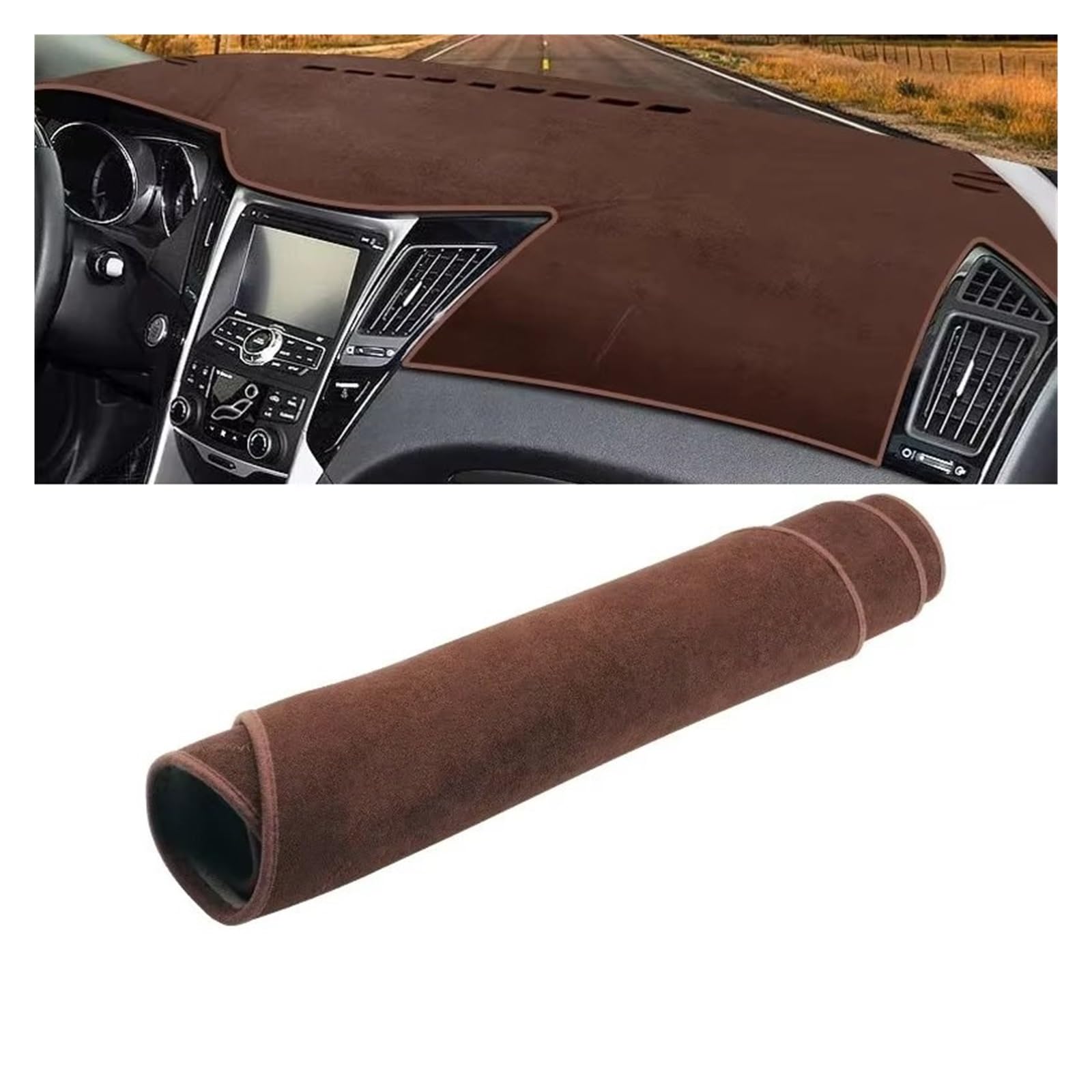 Gtdtixc Auto Interieur Zubehör Für Hyundai Für Sonata YF I45 2010-2014 Auto Armaturenbrett Abdeckung Armaturenbrett Matte Sonnenschutz rutschfeste Unterlage Interieurleisten Zubehör(LHD Brown) von Gtdtixc