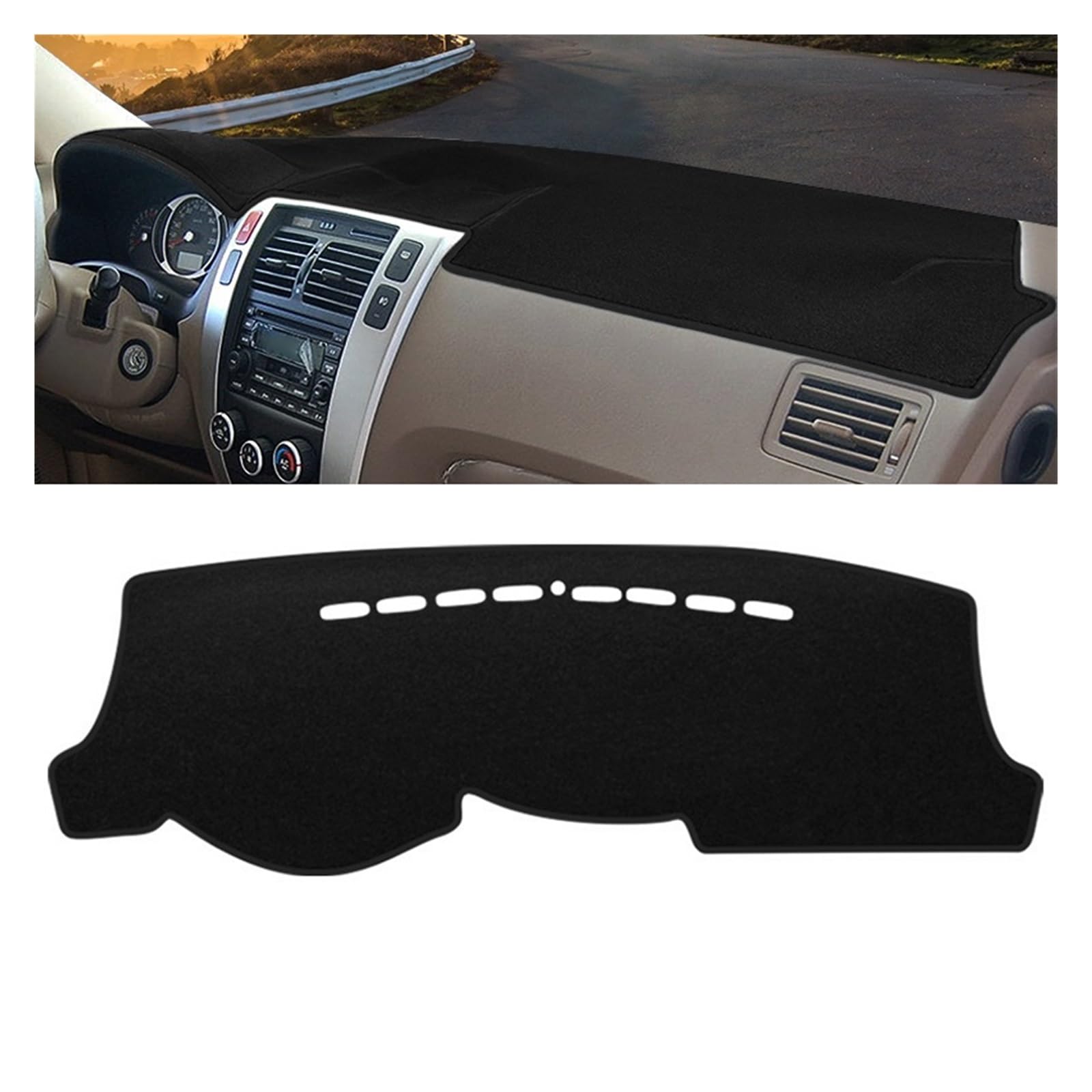 Gtdtixc Auto Interieur Zubehör Für Hyundai Für Tucson JM 2004 2005 2006 2007 2008 2009 Auto Armaturenbrett Abdeckung Vermeiden Licht Matte Non-Slip Pad Interieurleisten Zubehör(A Black Side) von Gtdtixc