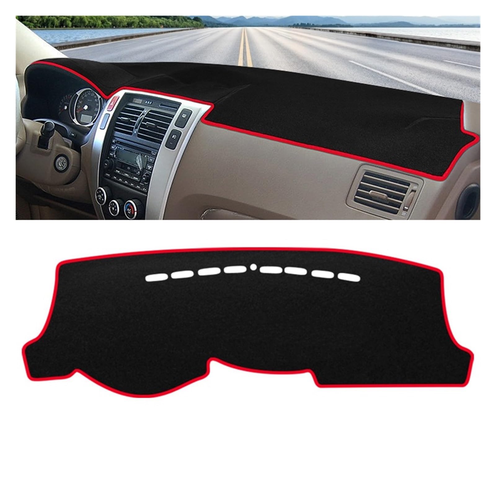 Gtdtixc Auto Interieur Zubehör Für Hyundai Für Tucson JM 2004 2005 2006 2007 2008 2009 Auto Armaturenbrett Abdeckung Vermeiden Licht Matte Non-Slip Pad Interieurleisten Zubehör(A Red Side) von Gtdtixc